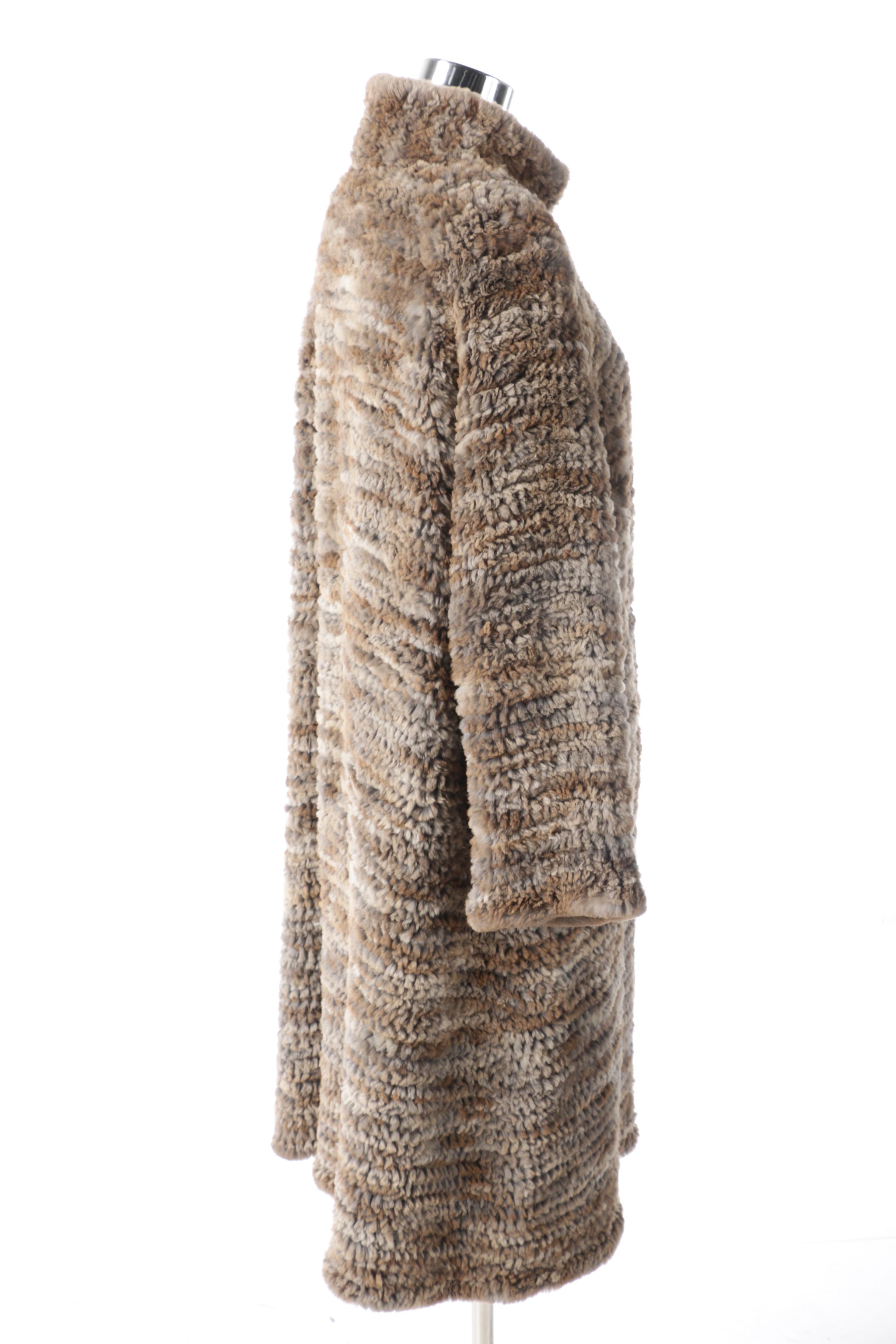 Cassin New York Rabbit Fur Knit Coat