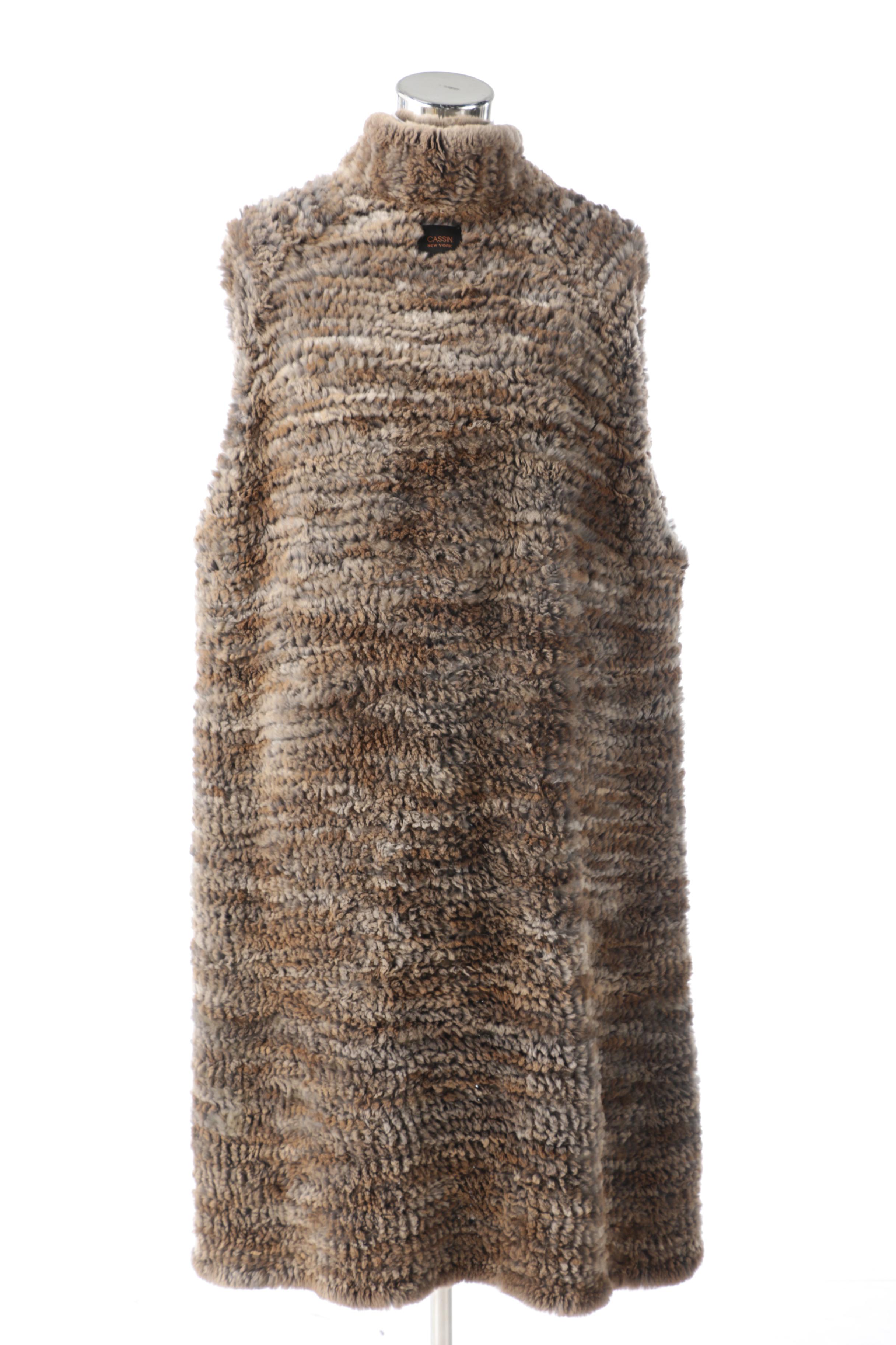 Cassin New York Rabbit Fur Knit Coat