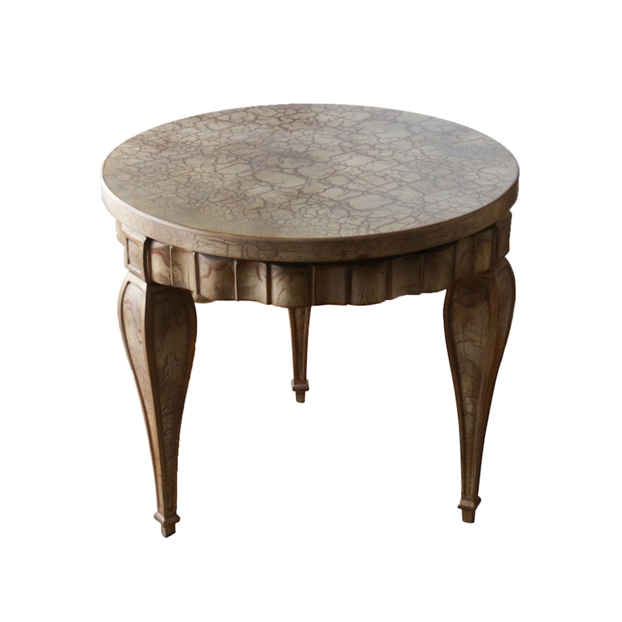Contemporary Crackle Finish Painted Wooden Side Table