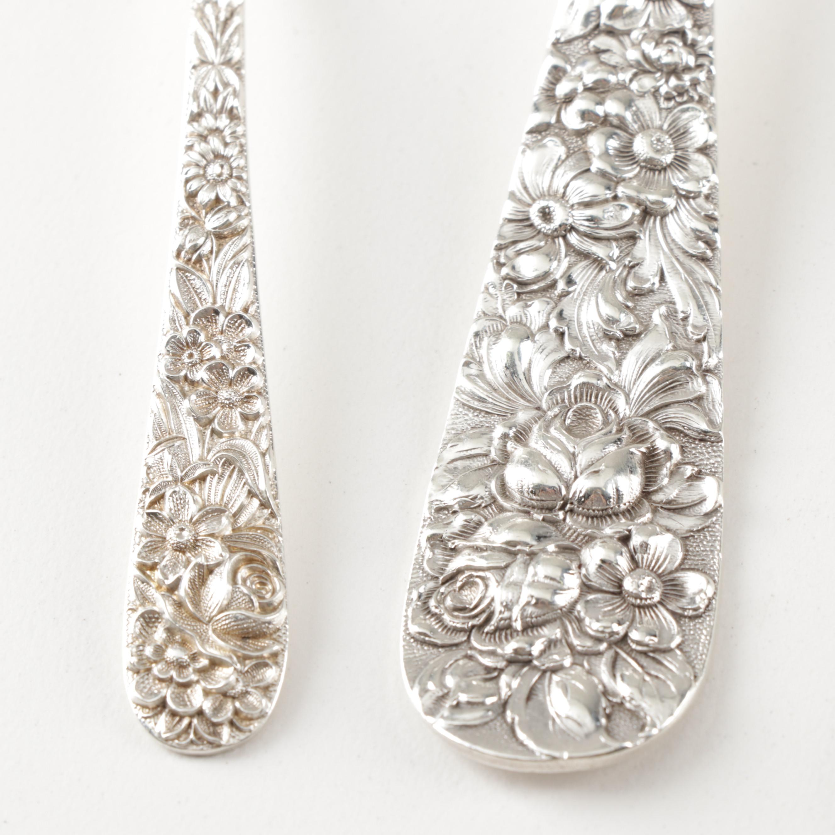 Kirk-Stieff "Repousse" and "Stieff Rose" Sterling Silver Serving Utensils