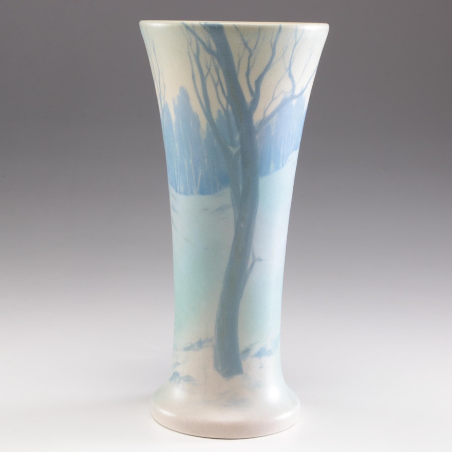 Frederick Daniel Rothenbusch Rookwood Pottery Scenic Vellum Vase, 1908