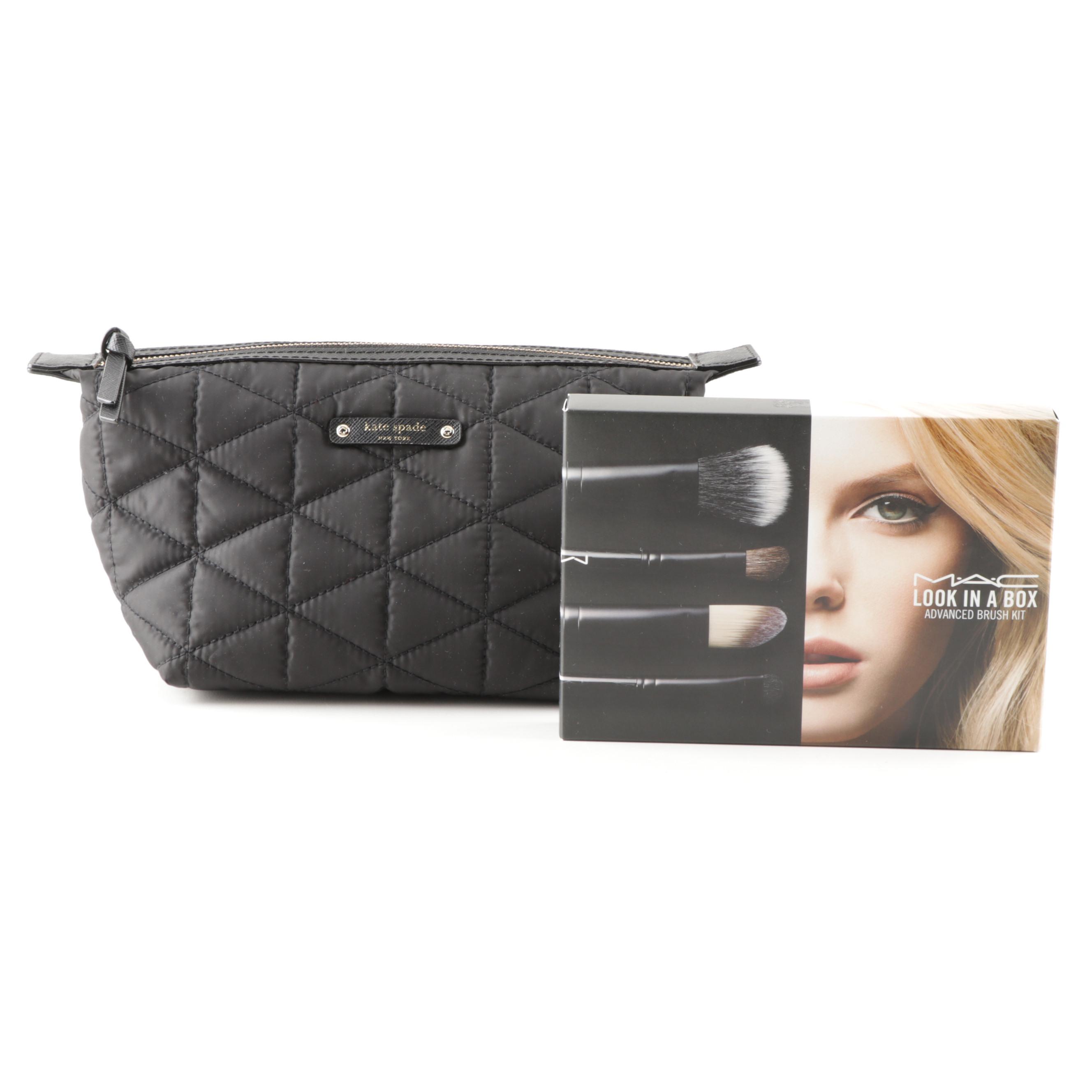 Kate Spade New York Wilson Road Quilted Cosmetic Bag and MAC Advanced Brush Kit