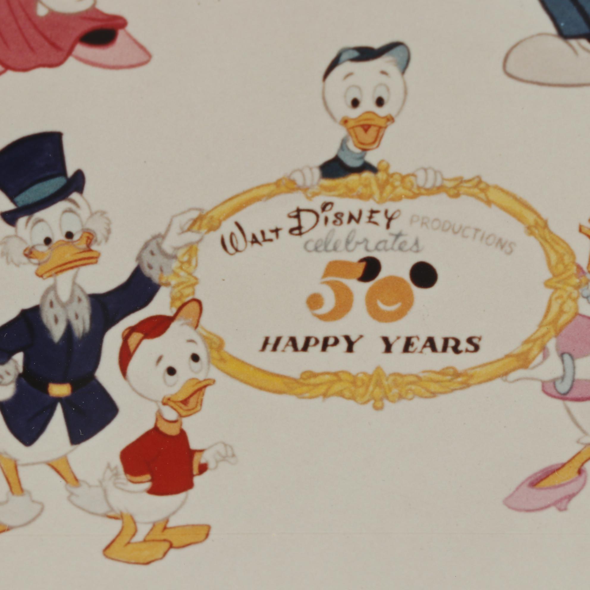Bill Justice Signed Disney Offset Lithograph "50 Happy Years"