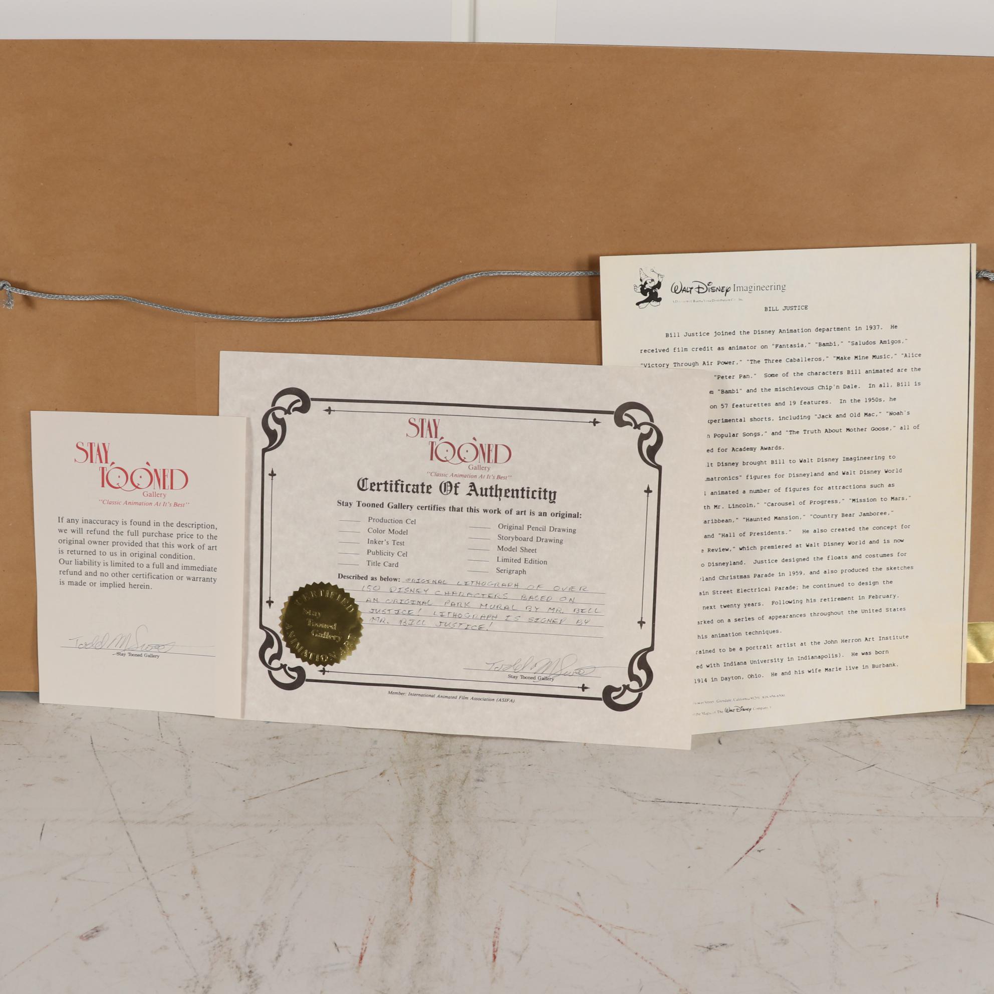 Bill Justice Signed Disney Offset Lithograph "50 Happy Years"