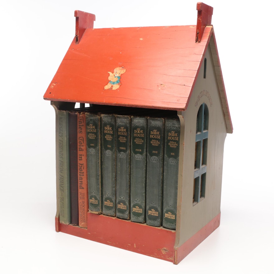 Early "My Bookhouse" and "My Travelship" Set with Wooden House Display
