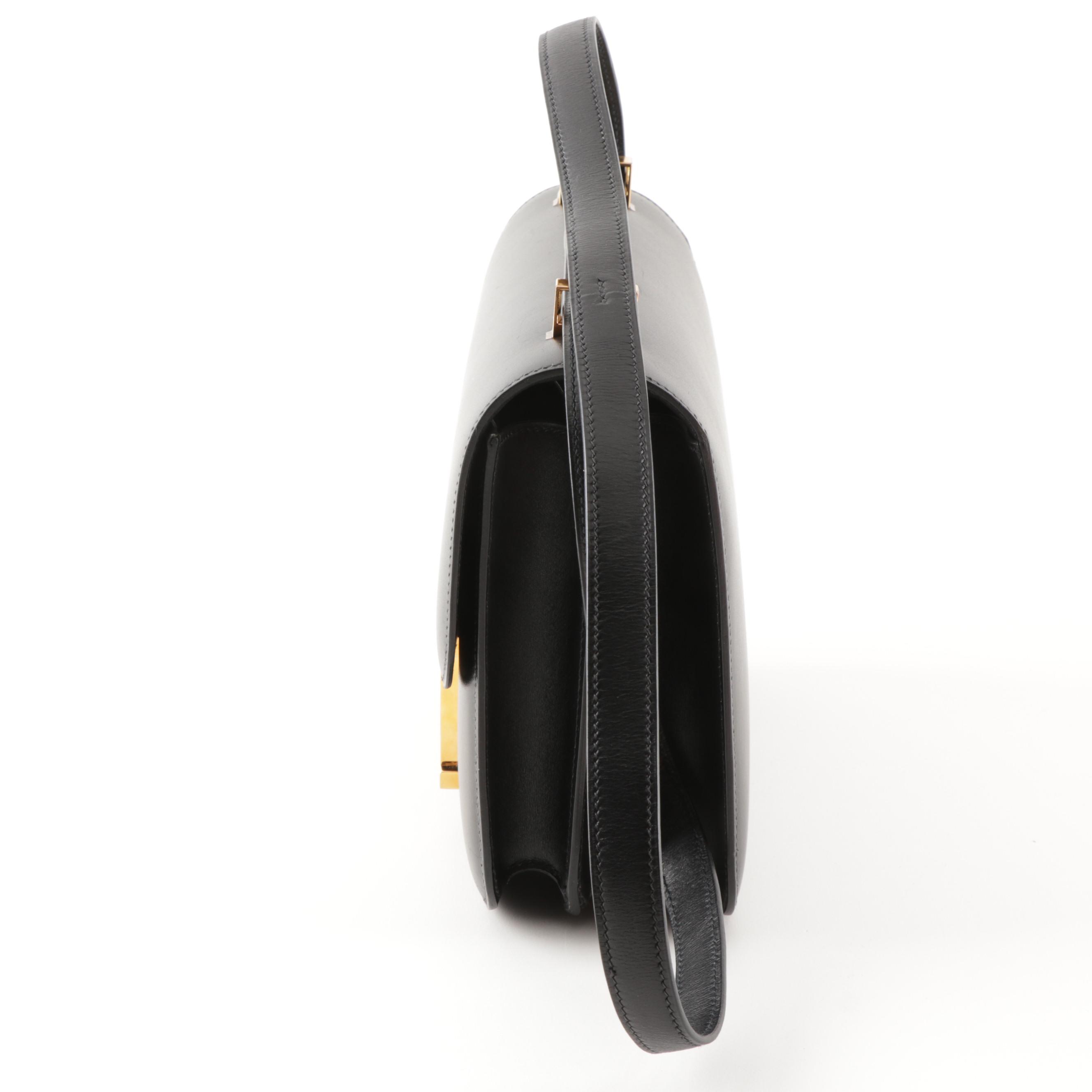 Hermès Paris Box Calf Leather Constance Handbag in Black