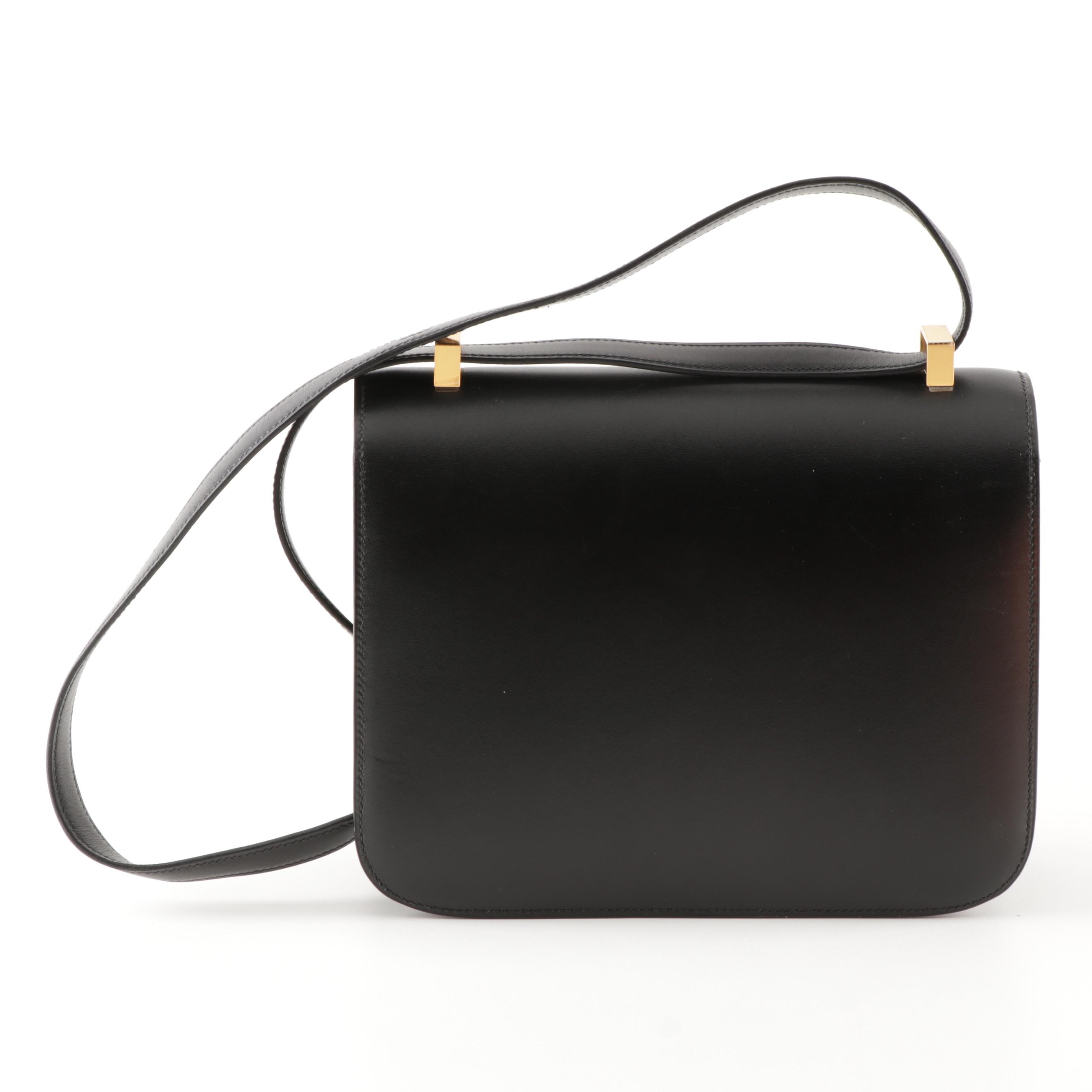 Hermès Paris Box Calf Leather Constance Handbag in Black