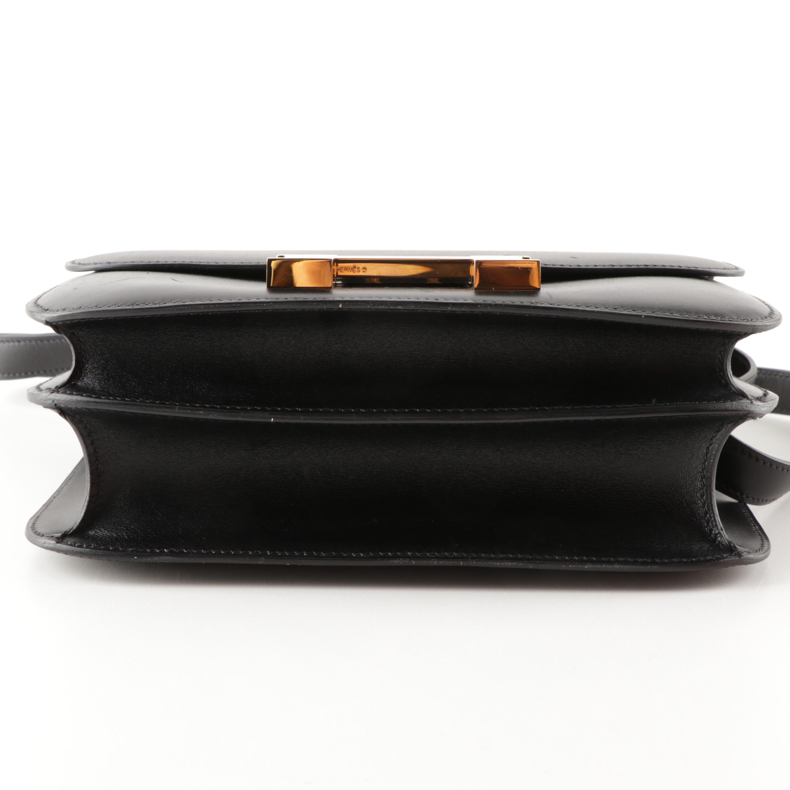 Hermès Paris Box Calf Leather Constance Handbag in Black