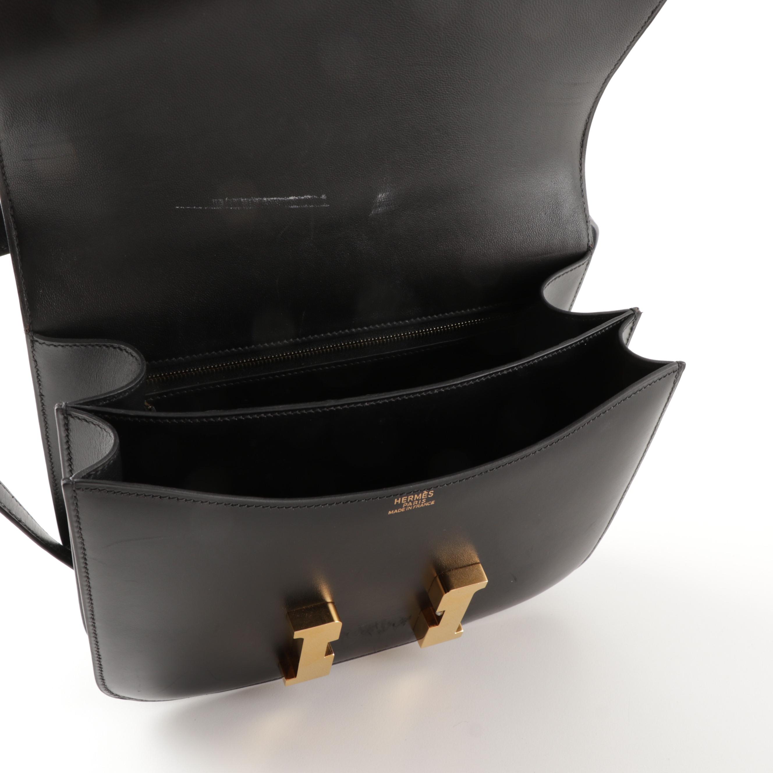 Hermès Paris Box Calf Leather Constance Handbag in Black