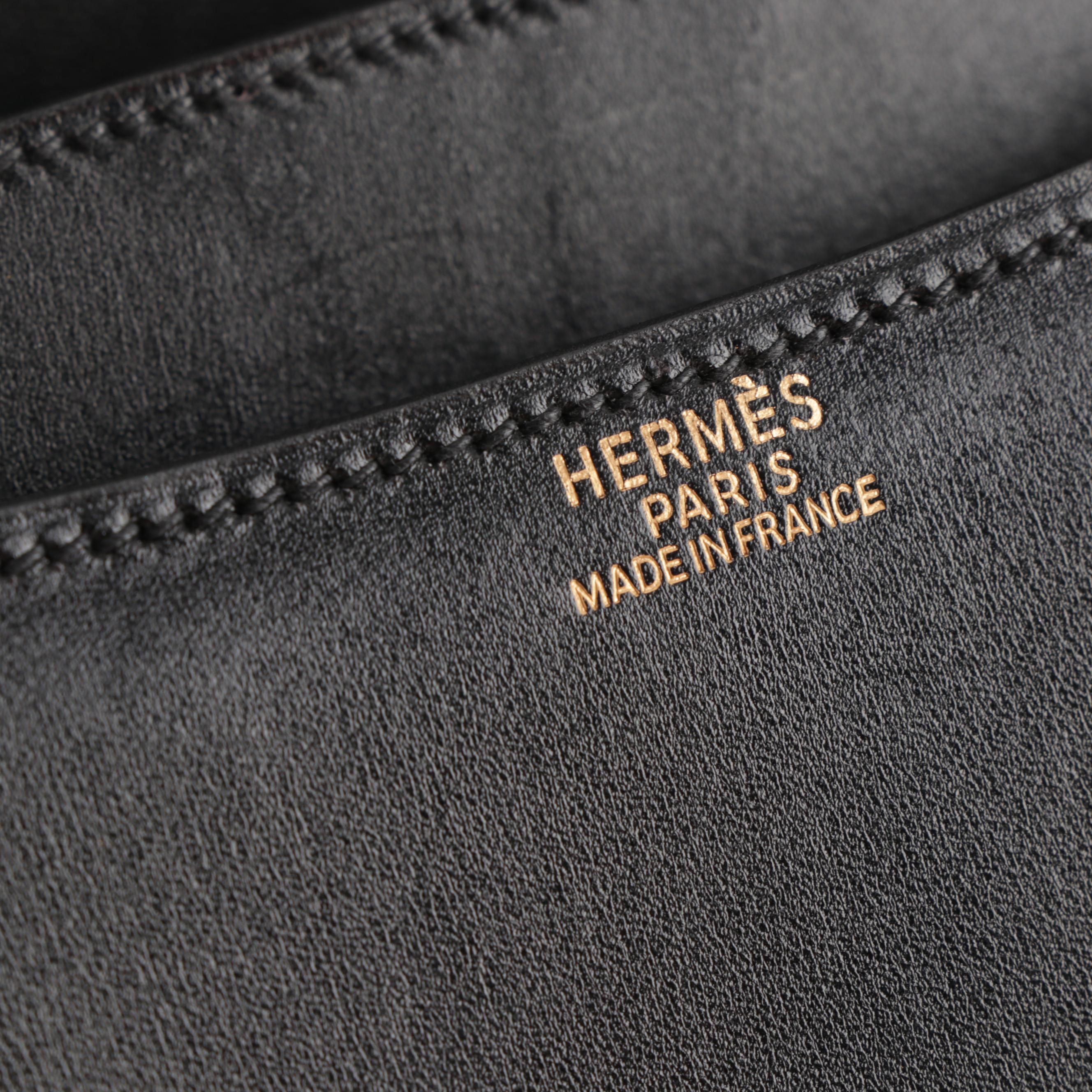 Hermès Paris Box Calf Leather Constance Handbag in Black