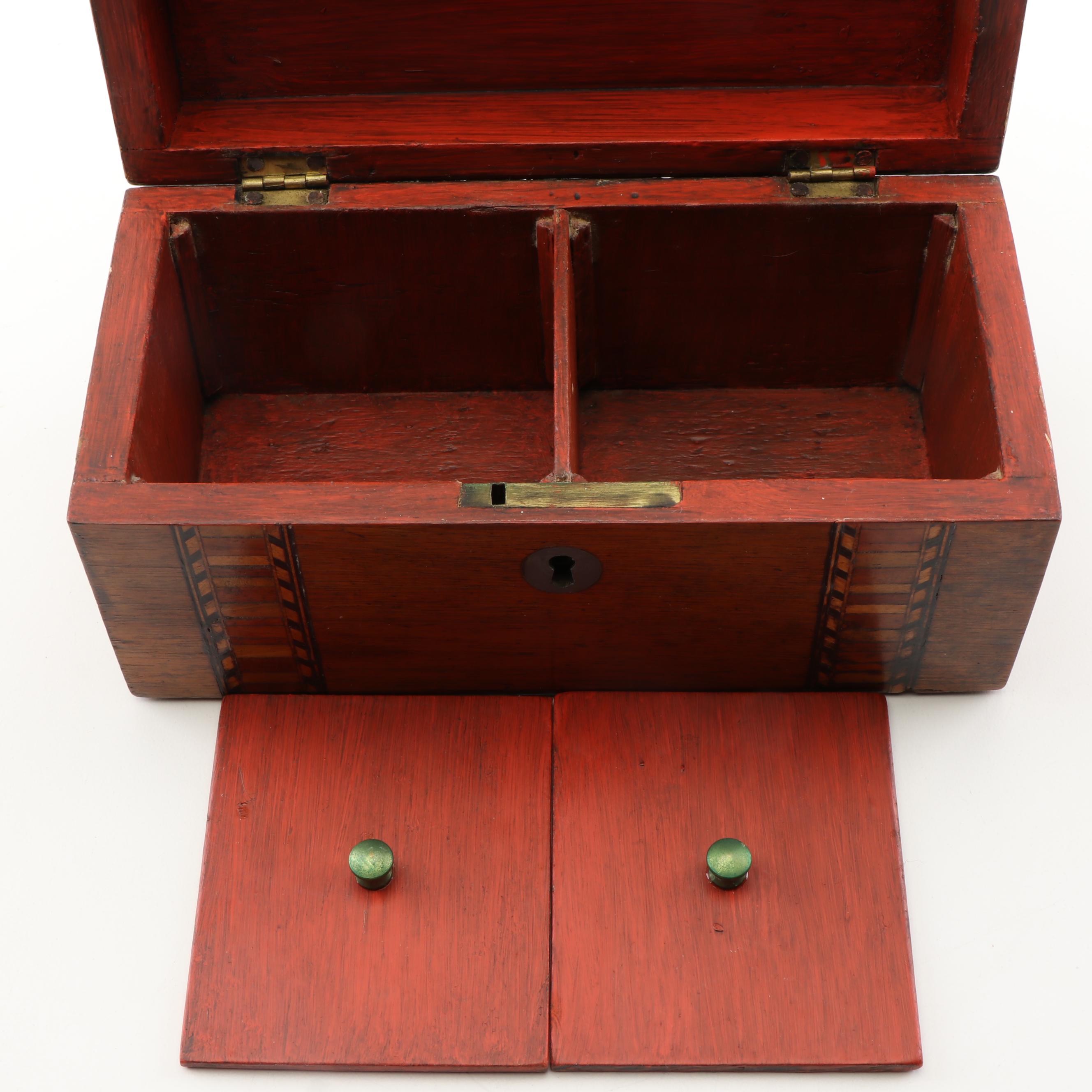Victorian Tunbridge Walnut Inlaid Tea Caddy, 19th Century
