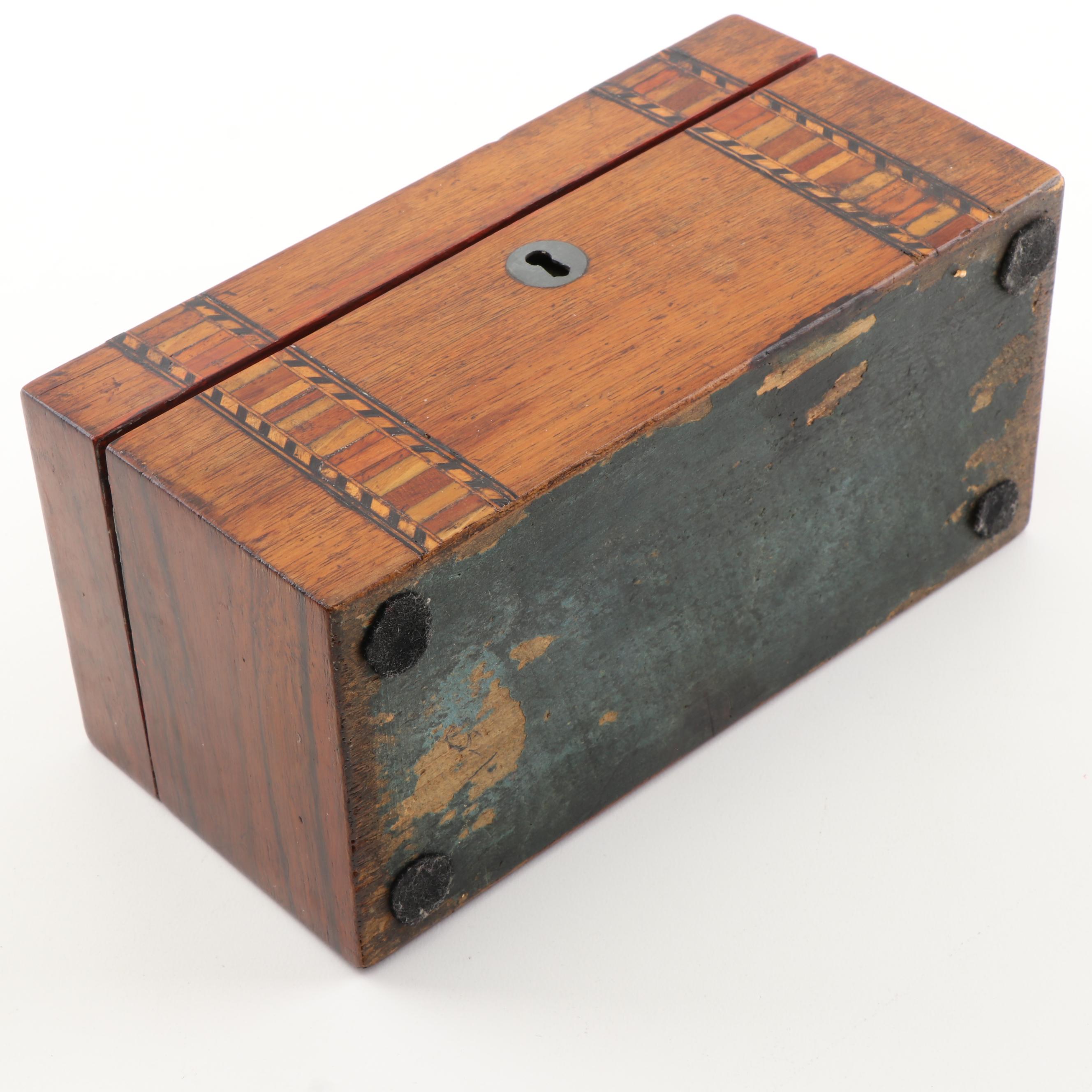 Victorian Tunbridge Walnut Inlaid Tea Caddy, 19th Century