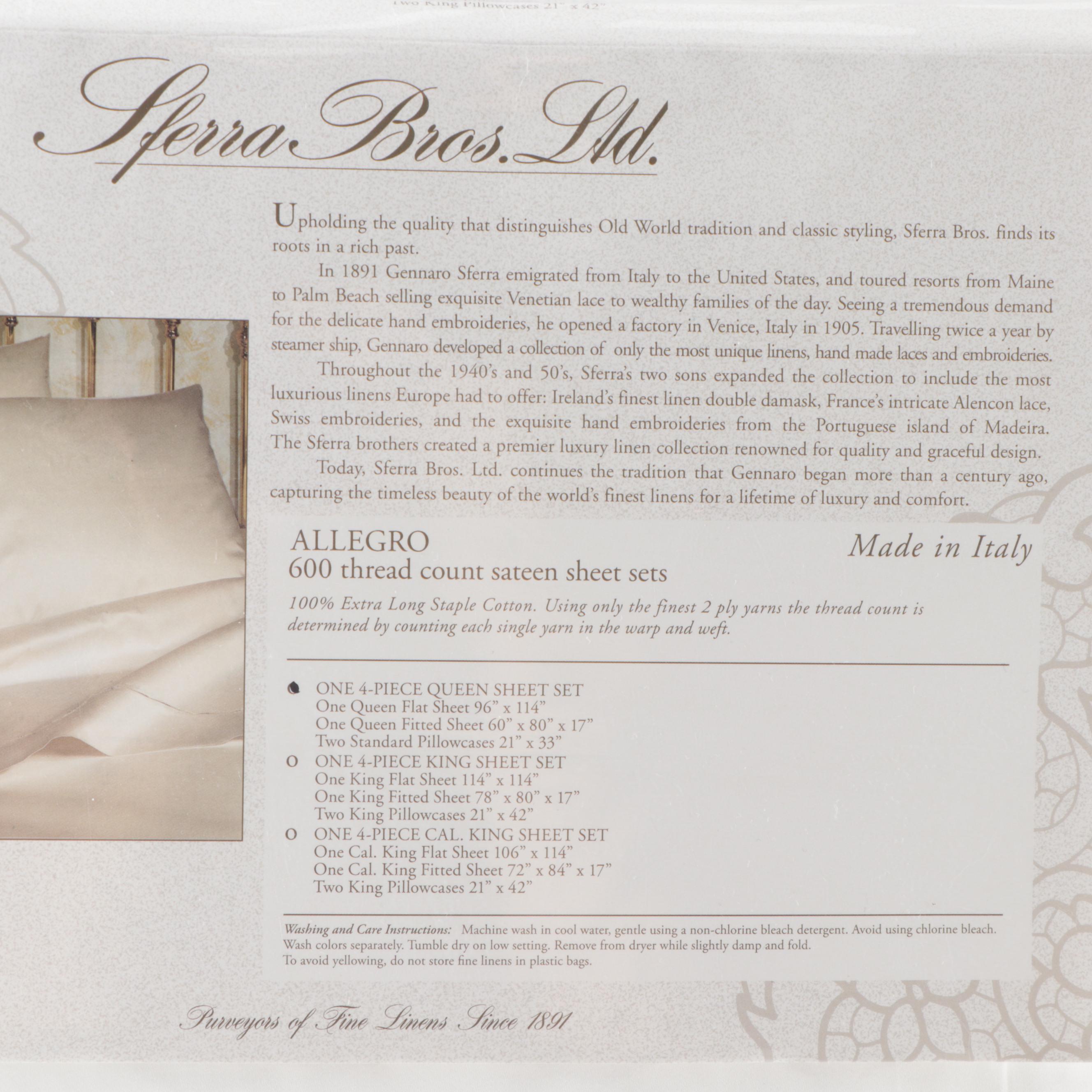 Sferra Bros. "Allegro" 600-TC Queen-Size Sheet Set