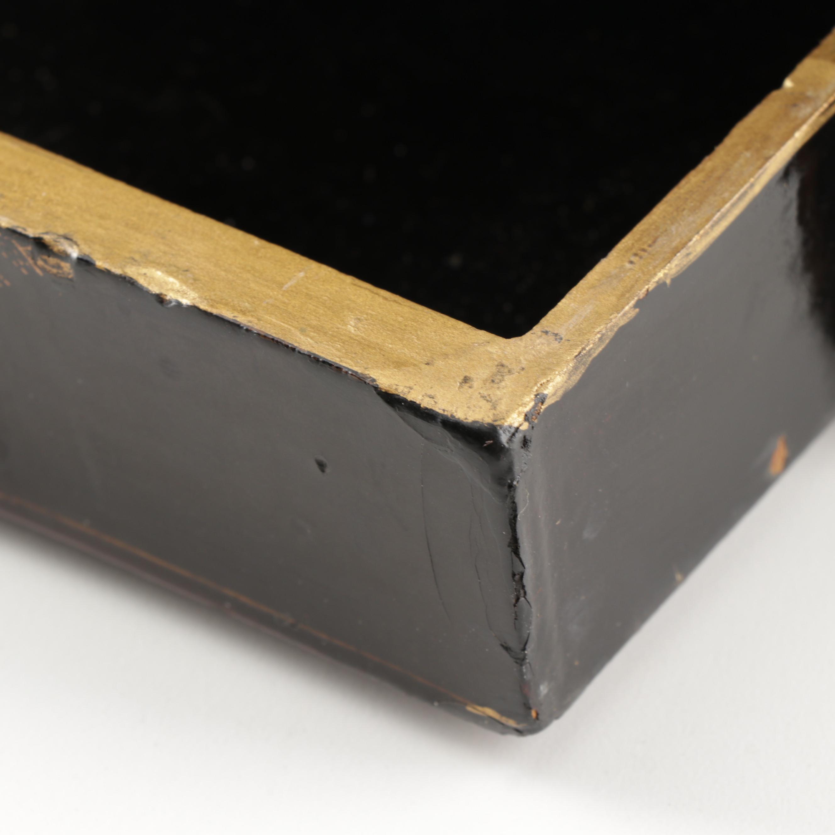 English Chinoiserie Lacquered Parcel Gilt Document Box, Circa 1875