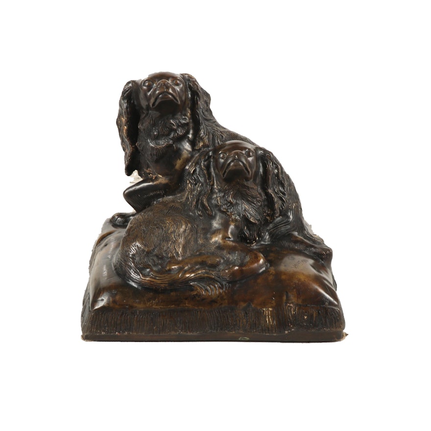 Bronze Sculpture after Charles Valton "King Charles Spaniels"