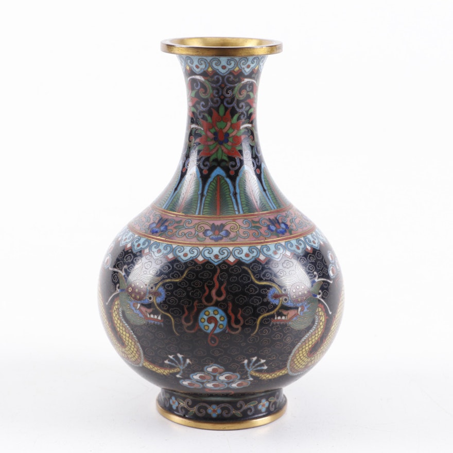 Chinese Cloisonné Vase with Dragon Motif