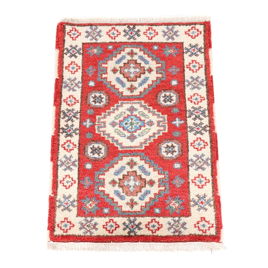 Hand-Knotted Indian Kazak Wool Rug