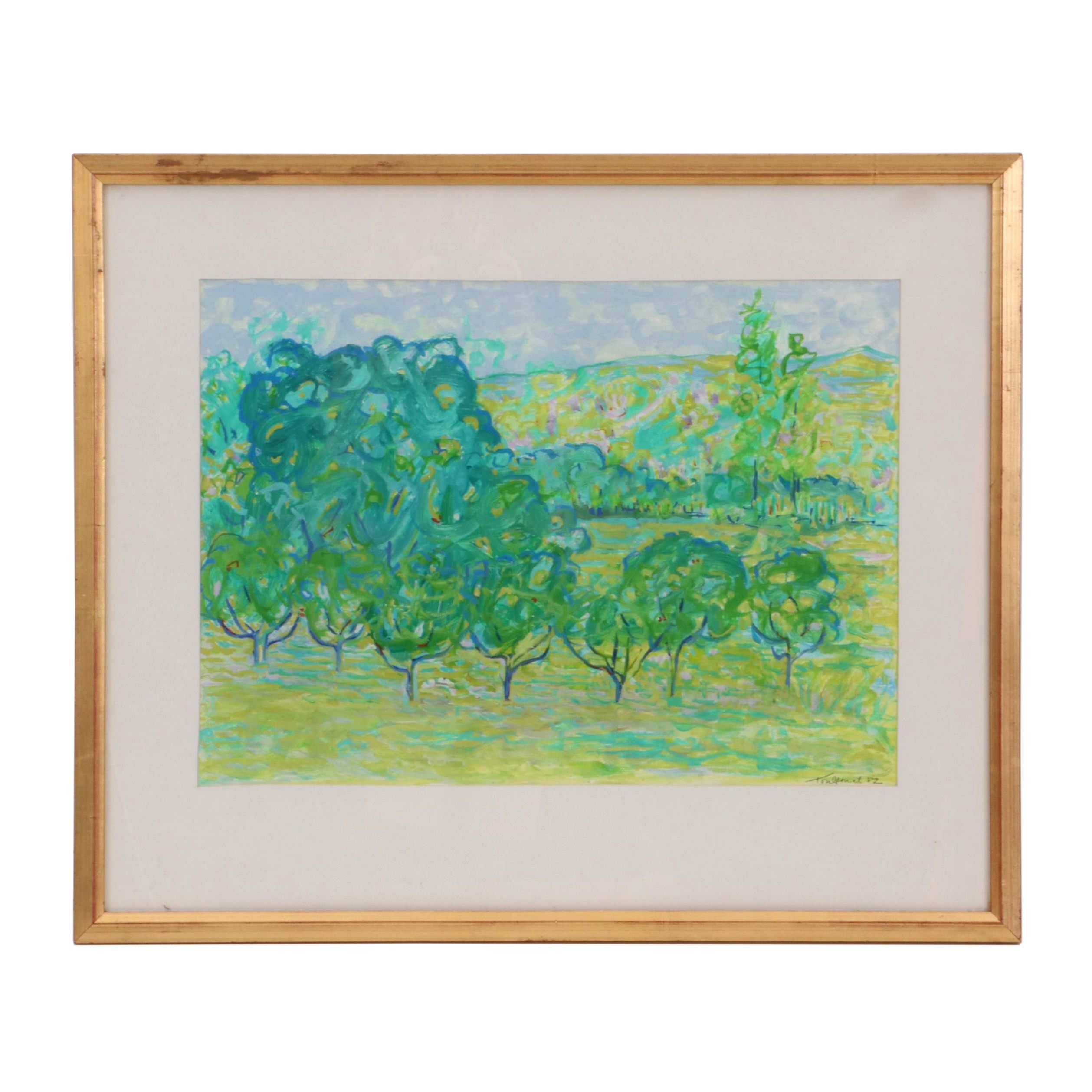 Jean Marie Toulgouat Oil Painting "Ah, Les Beaux Arbres"