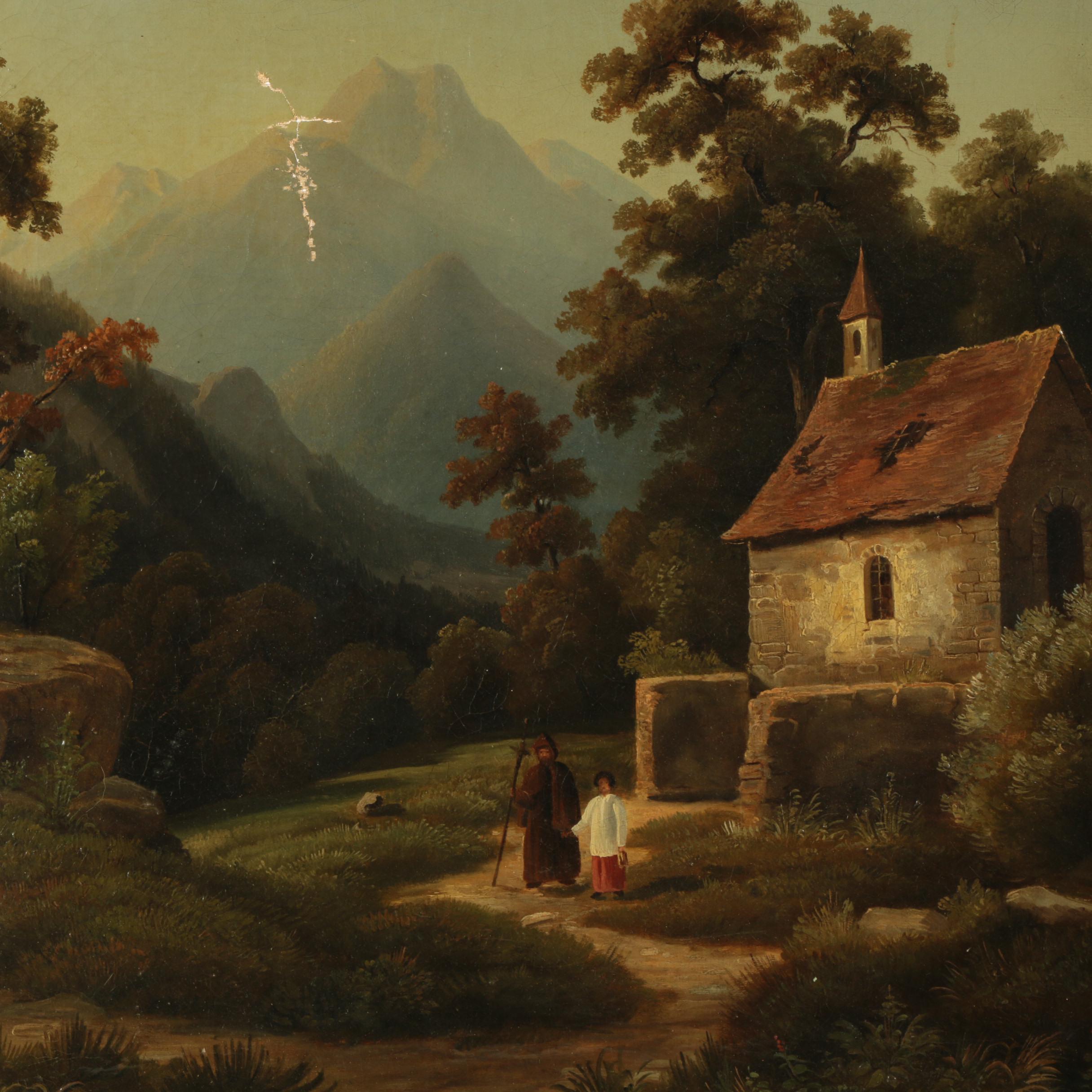 Mid 19th Century Romantic Landscape Oil Painting