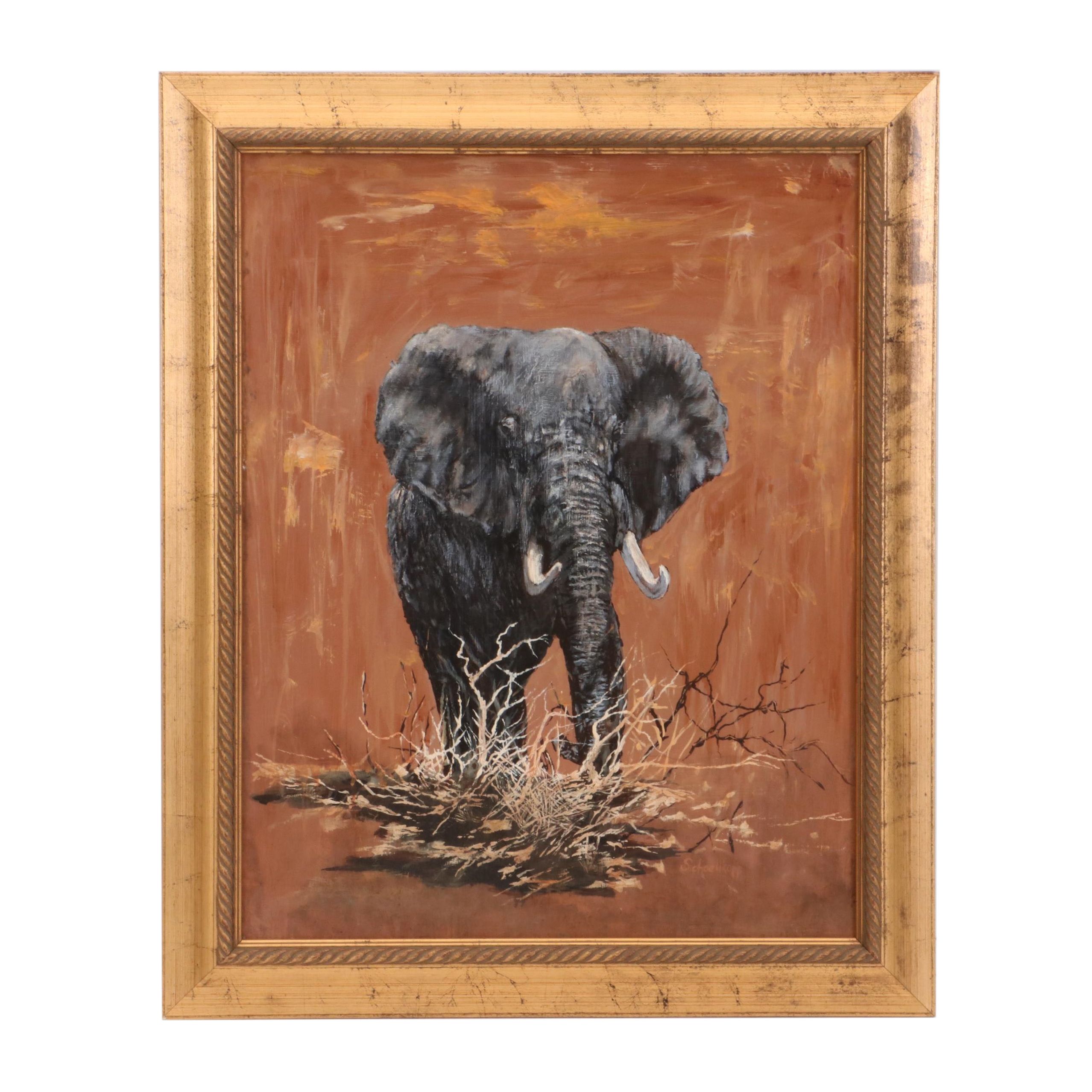 Robert Schoellkpf Oil Painting "Rogue Elephant"