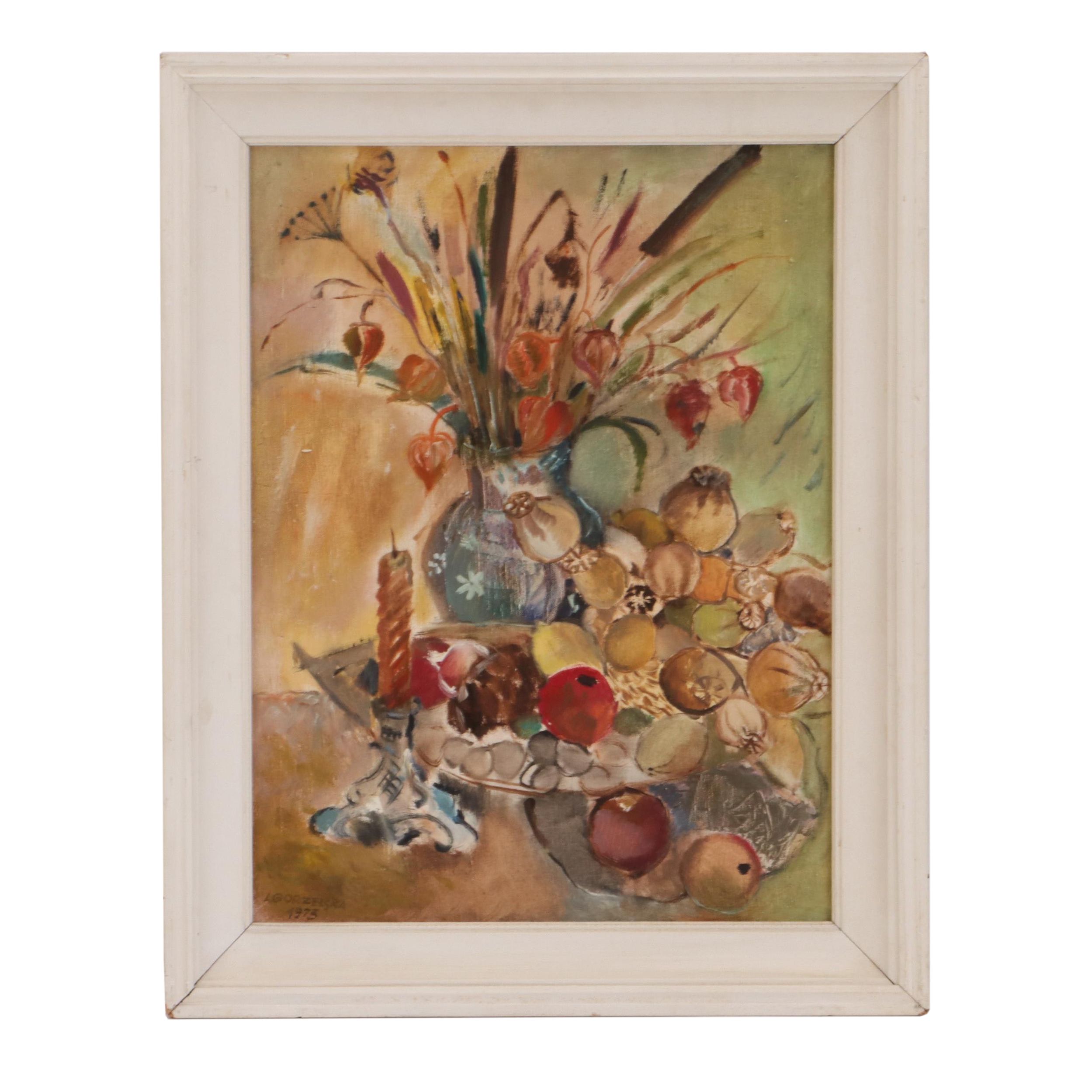 L. Gorzelska Still Life Oil Painting, 1973