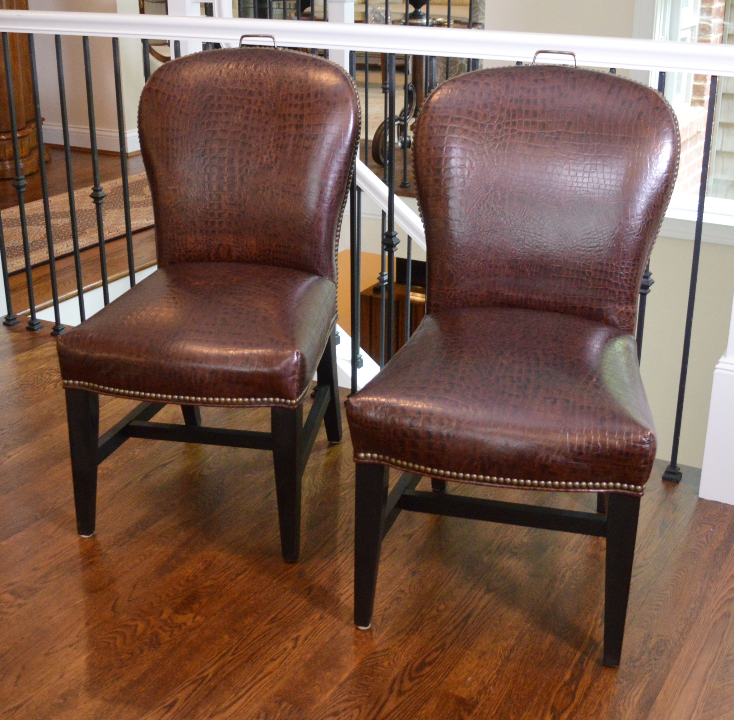 Williams-Sonoma Pair of Maxwell Leather Side Chairs