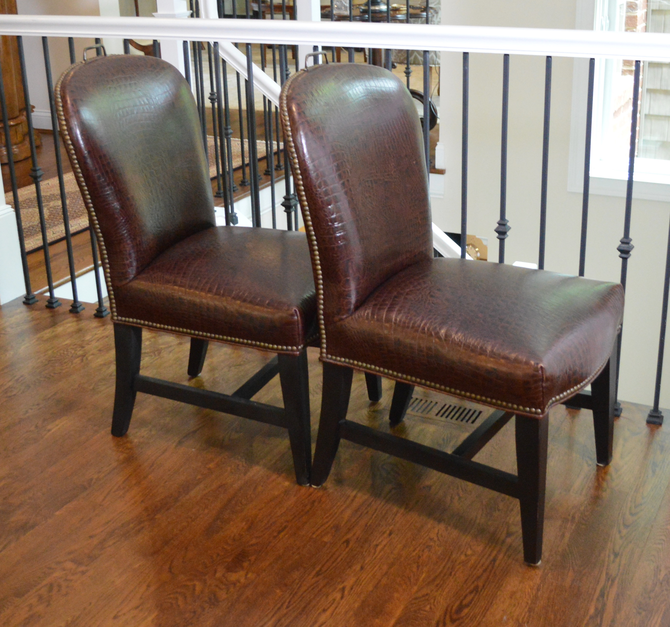 Williams-Sonoma Pair of Maxwell Leather Side Chairs