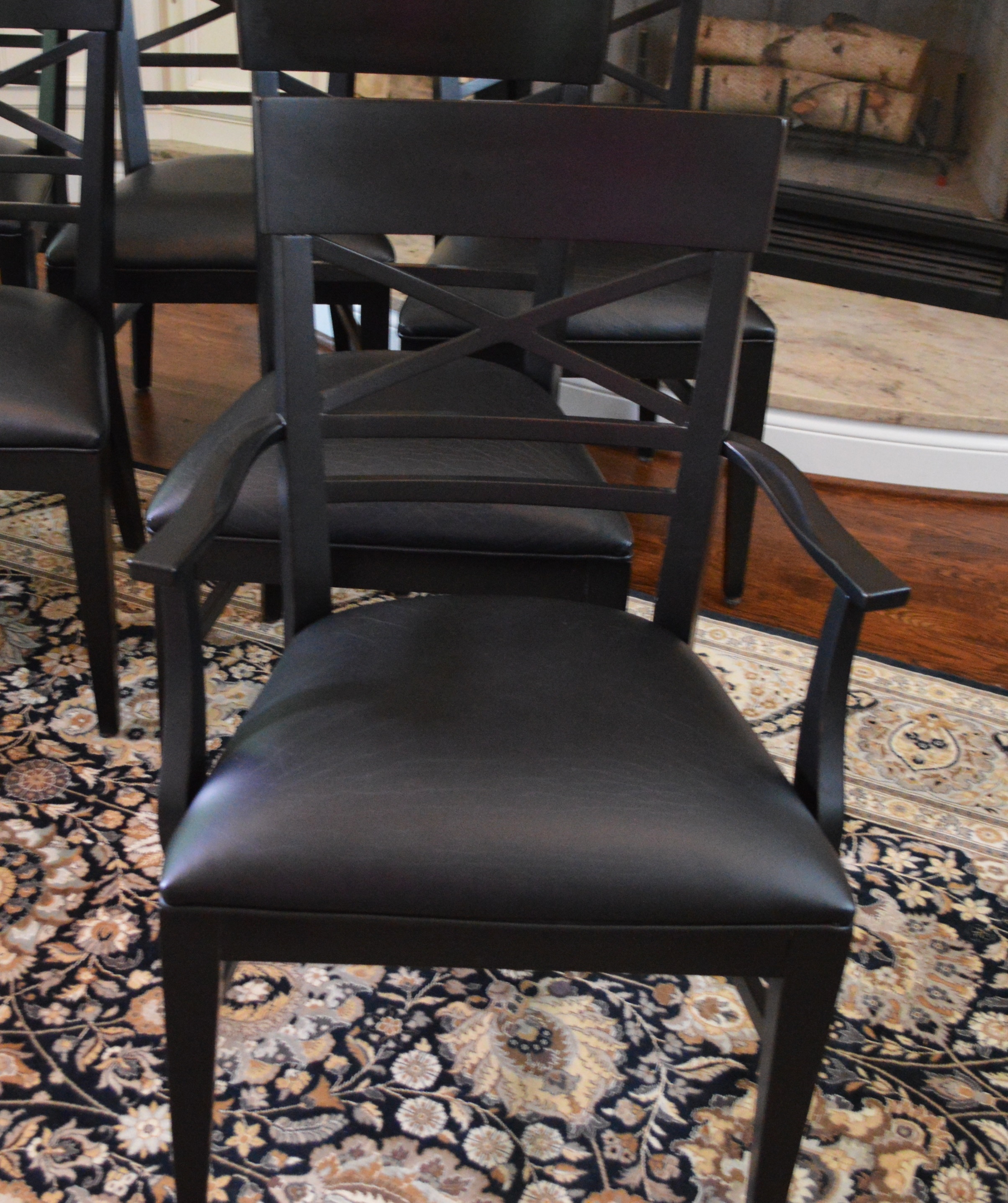 Ethan Allen Tango Black Dining Chairs, Set of Eight