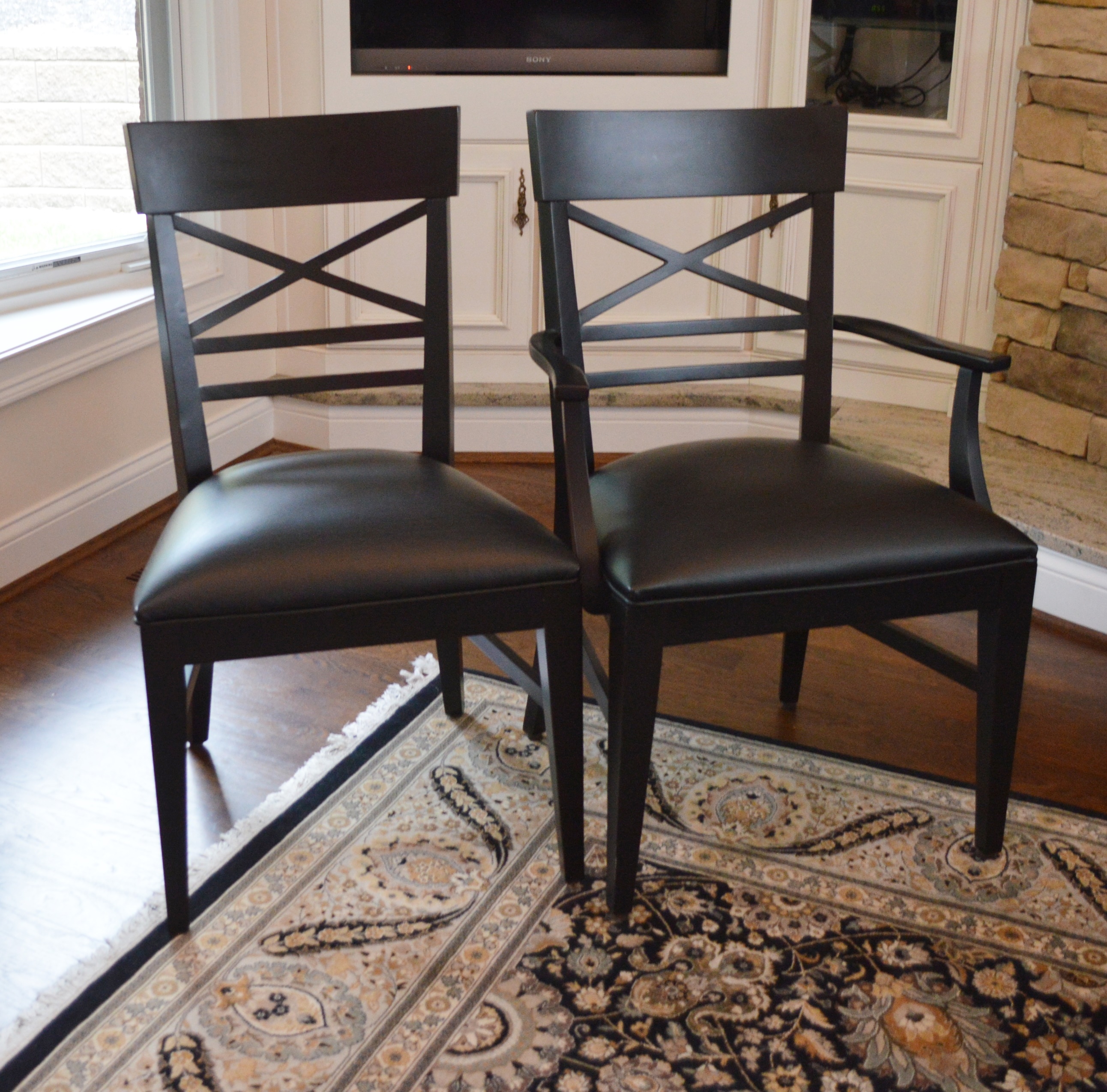 Ethan Allen Tango Black Dining Chairs, Set of Eight