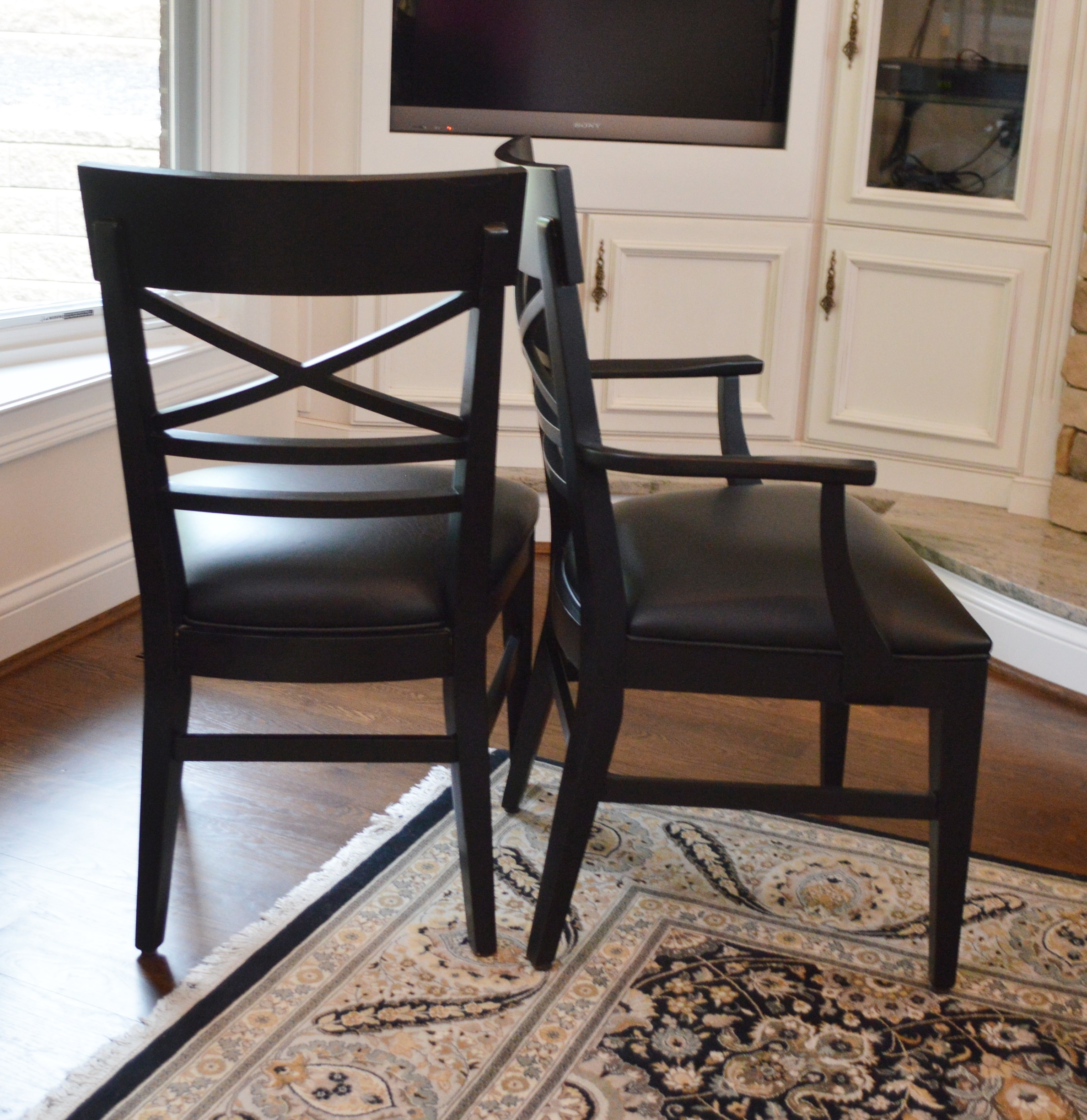 Ethan Allen Tango Black Dining Chairs, Set of Eight