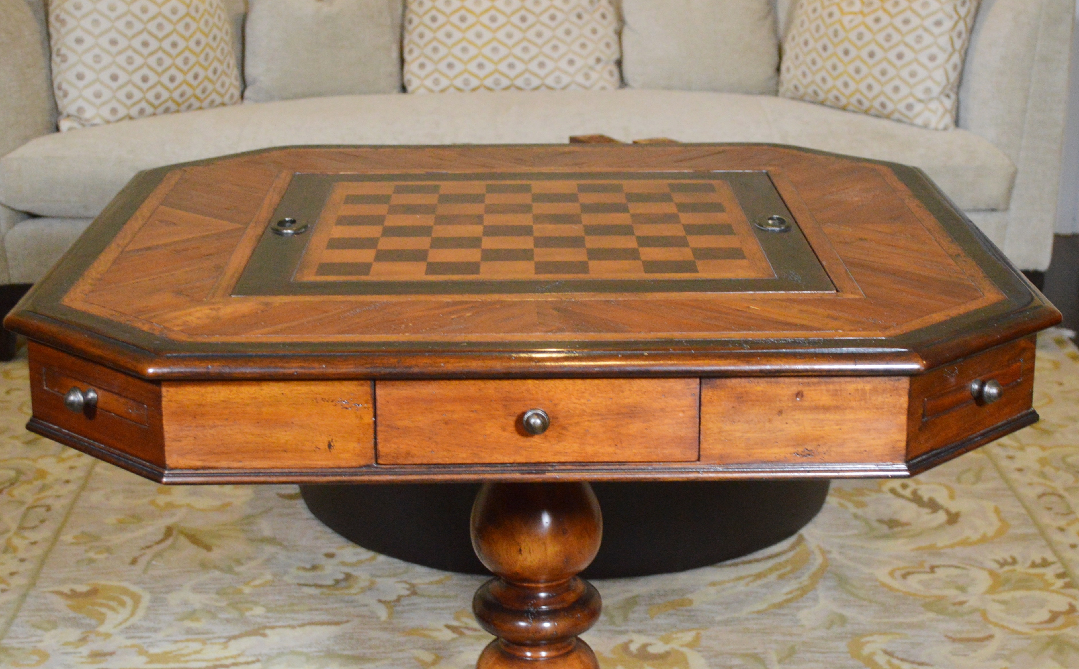 Theodore Alexander Ellery Rustic Parquetry Game Table, Contemporary