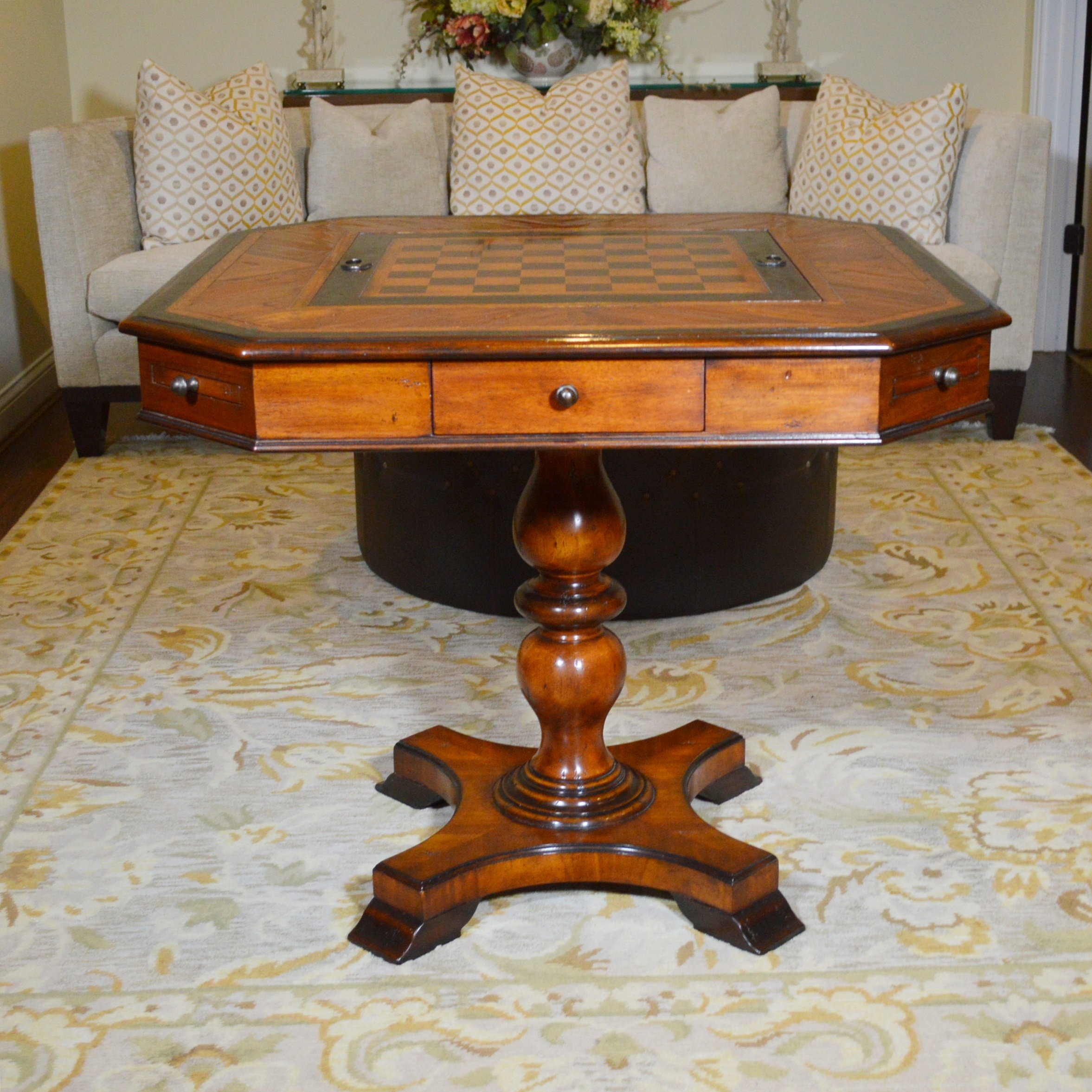 Theodore Alexander Ellery Rustic Parquetry Game Table, Contemporary