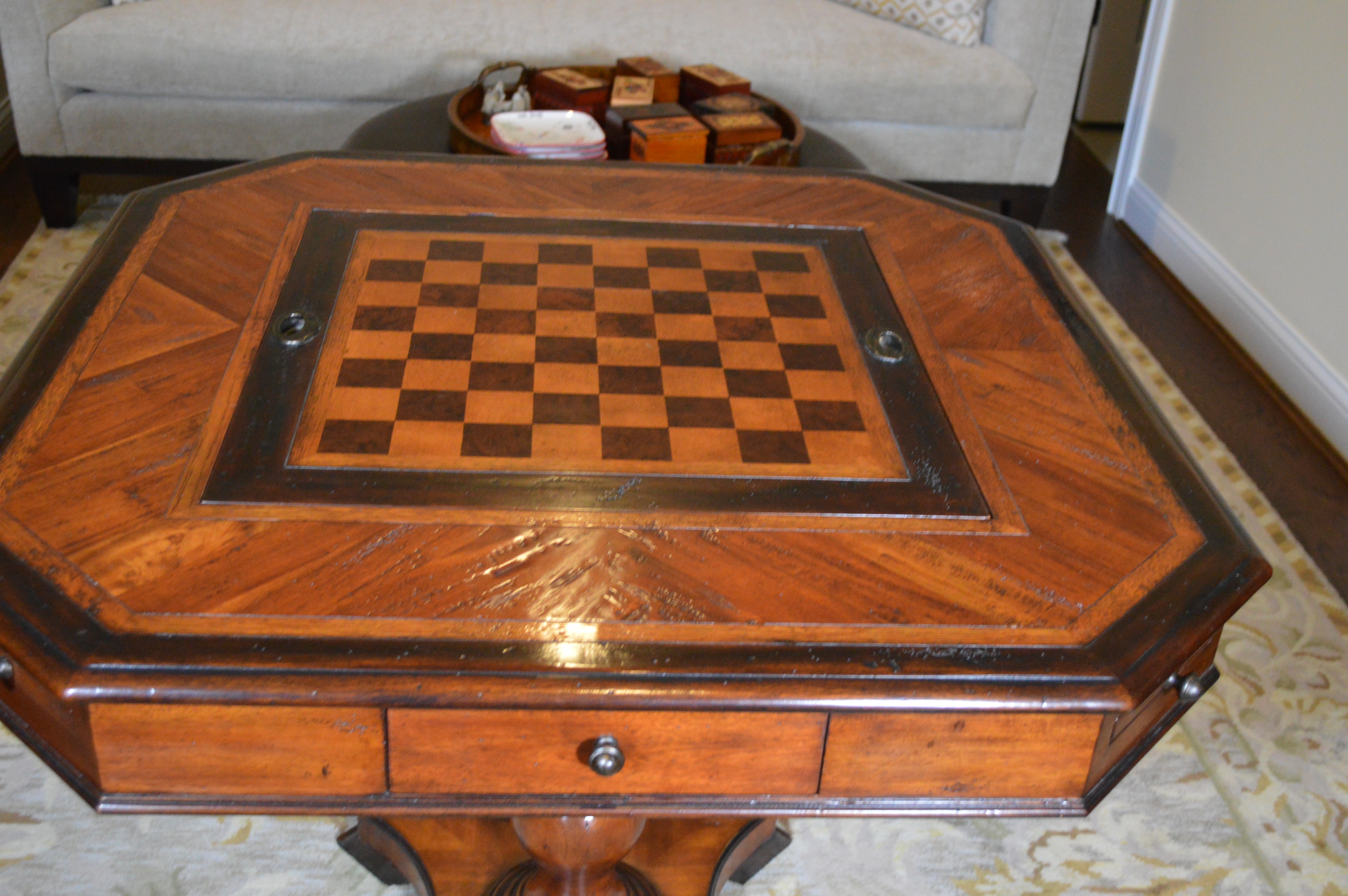 Theodore Alexander Ellery Rustic Parquetry Game Table, Contemporary
