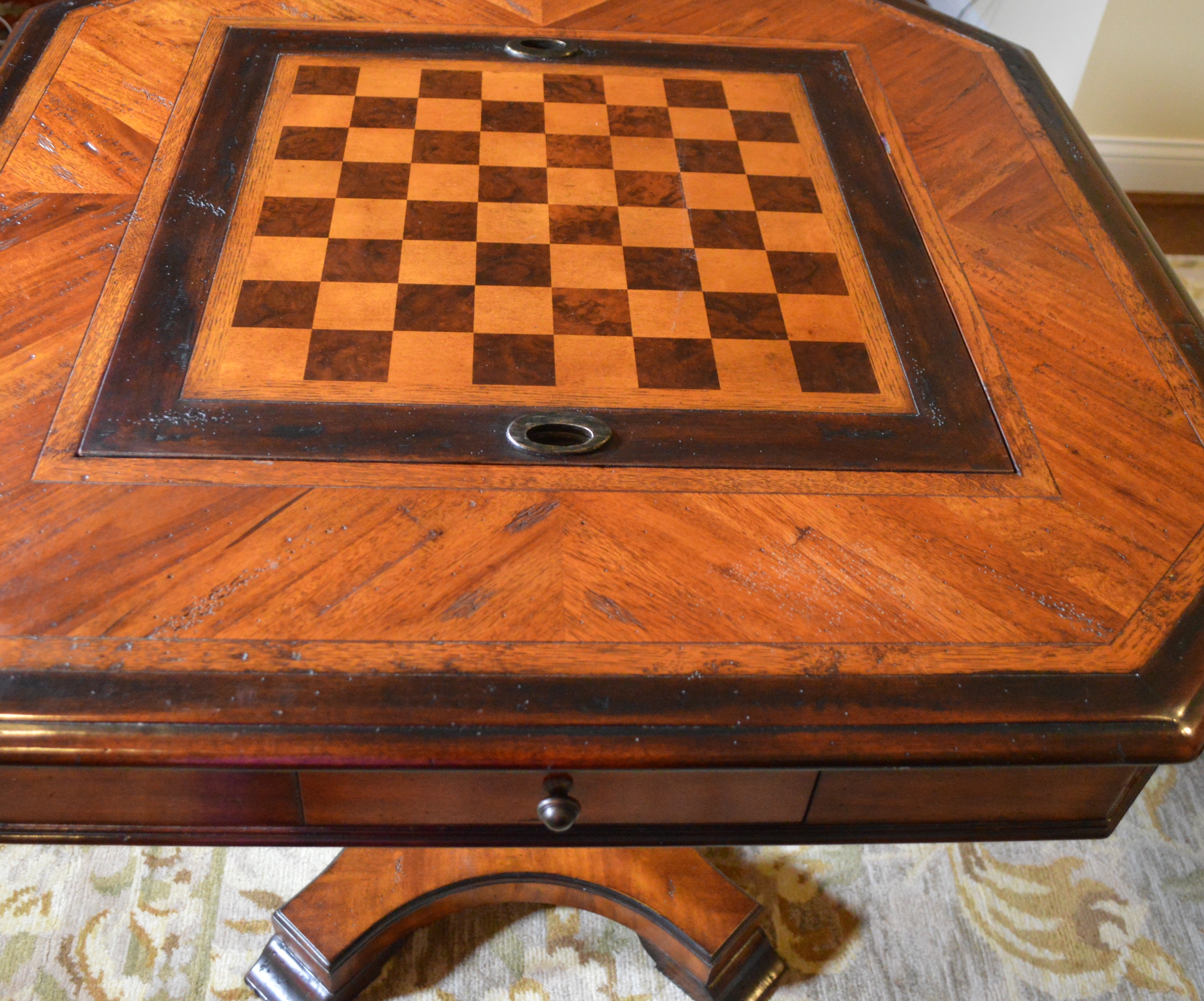 Theodore Alexander Ellery Rustic Parquetry Game Table, Contemporary