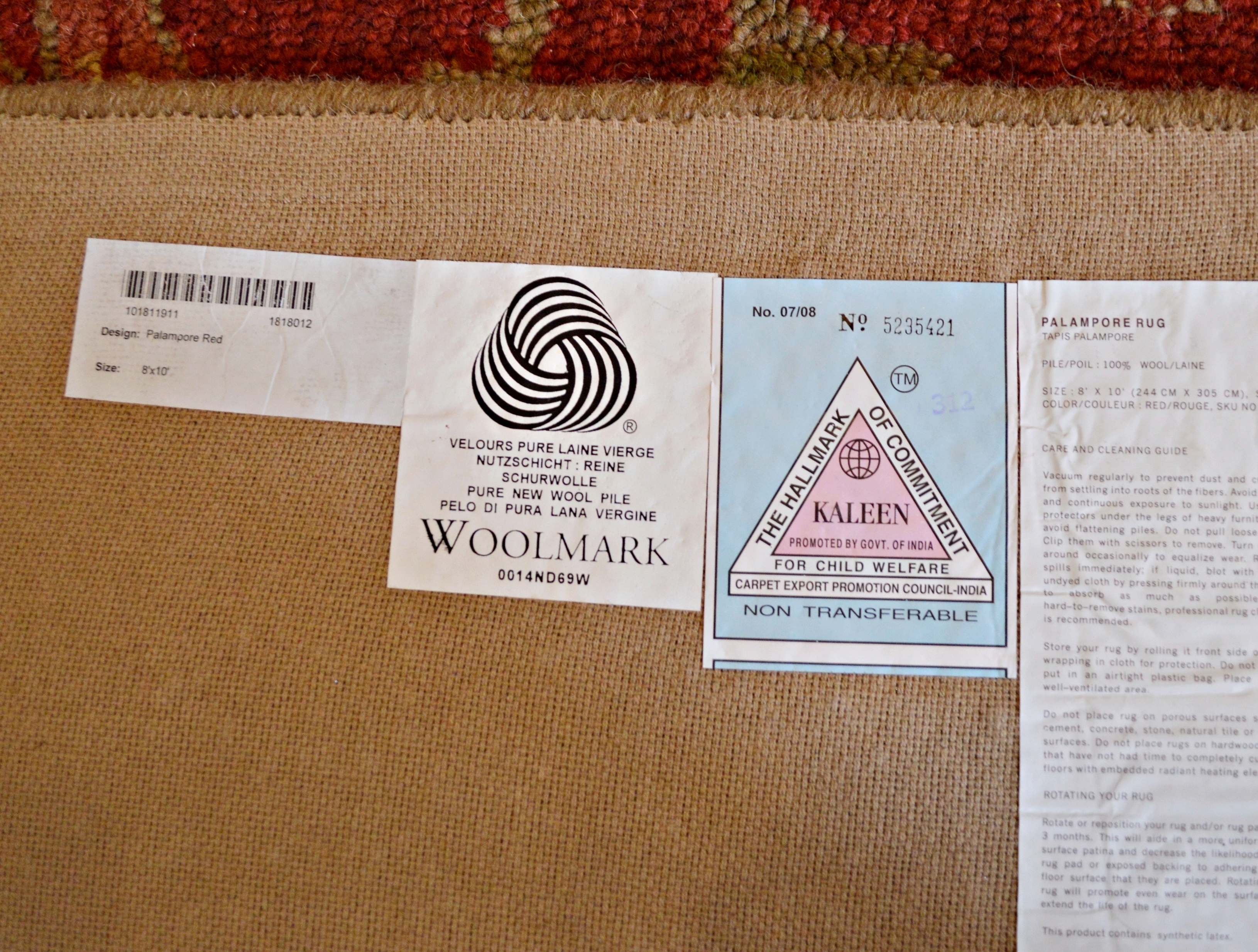 Tufted Pottery Barn "Palampore Red" Wool Rug