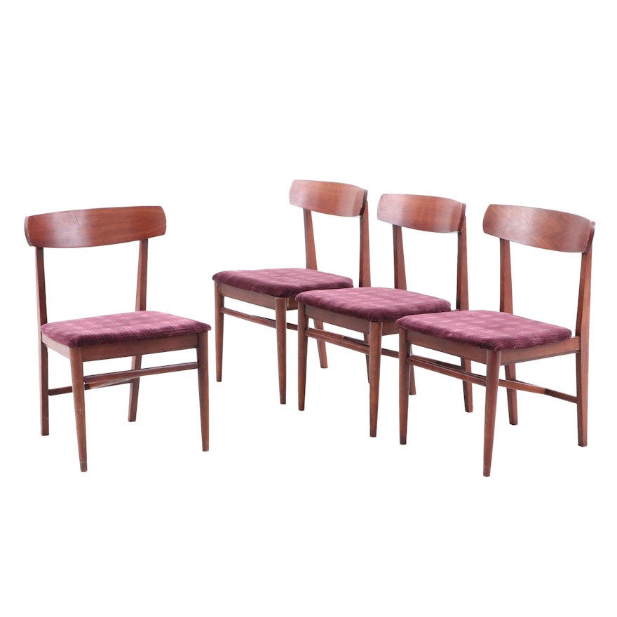 Set of Four Mid-Century Walnut Side Chairs