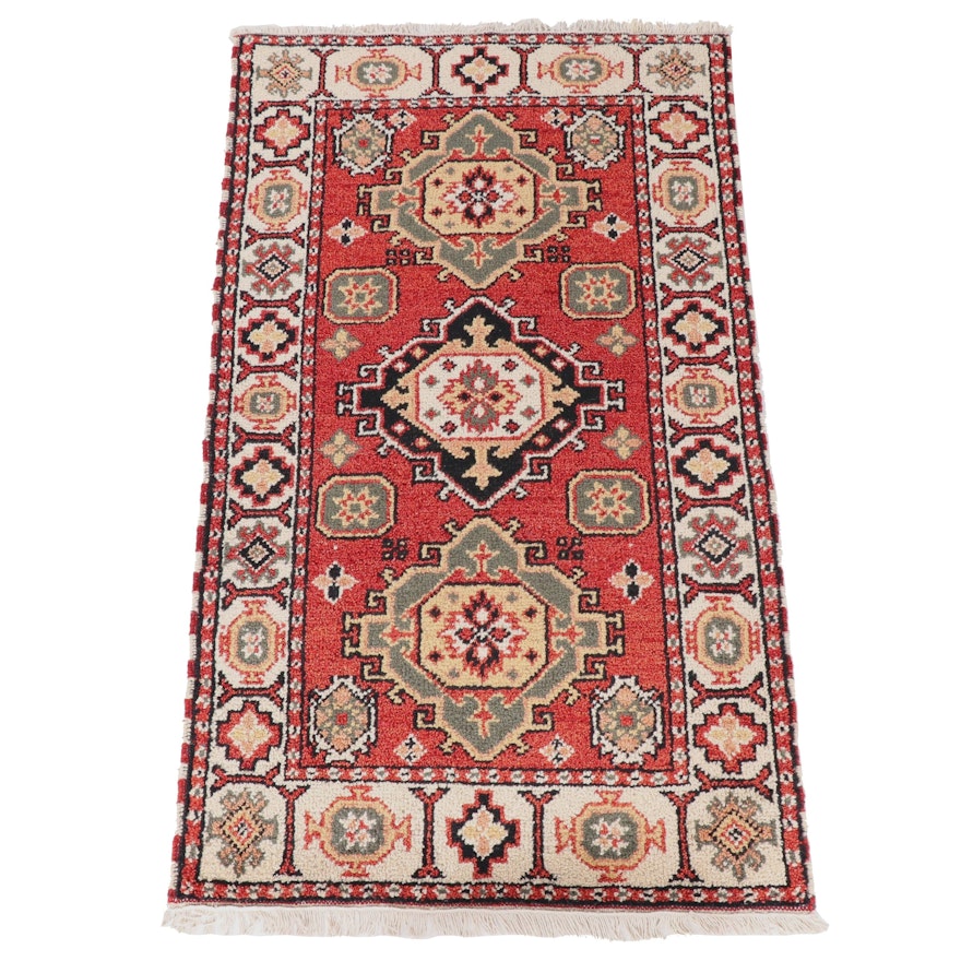 Hand-Knotted Indian Kazak Wool Rug