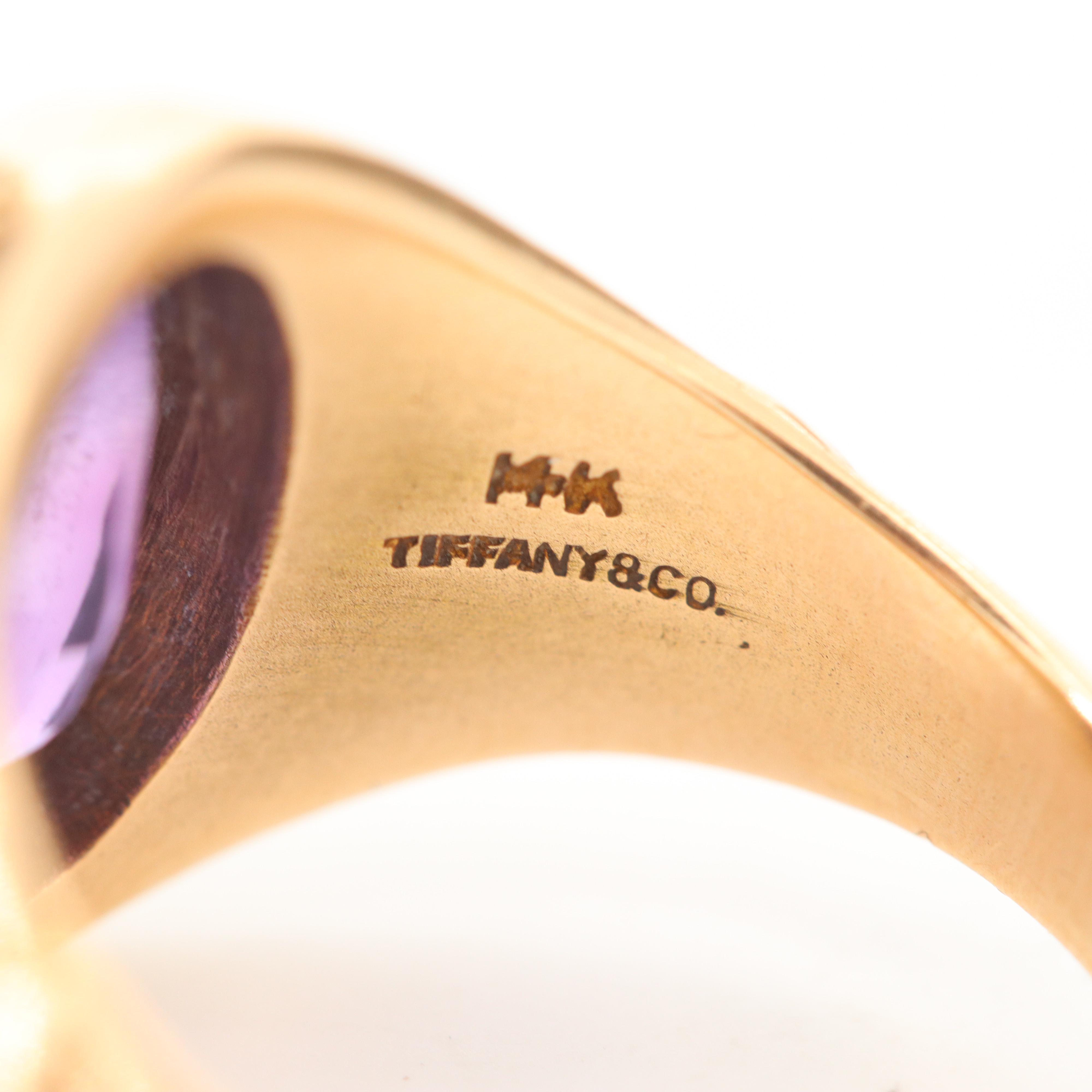 Vintage Tiffany & Co. Amethyst 14K Yellow Gold Hunter College Class Ring