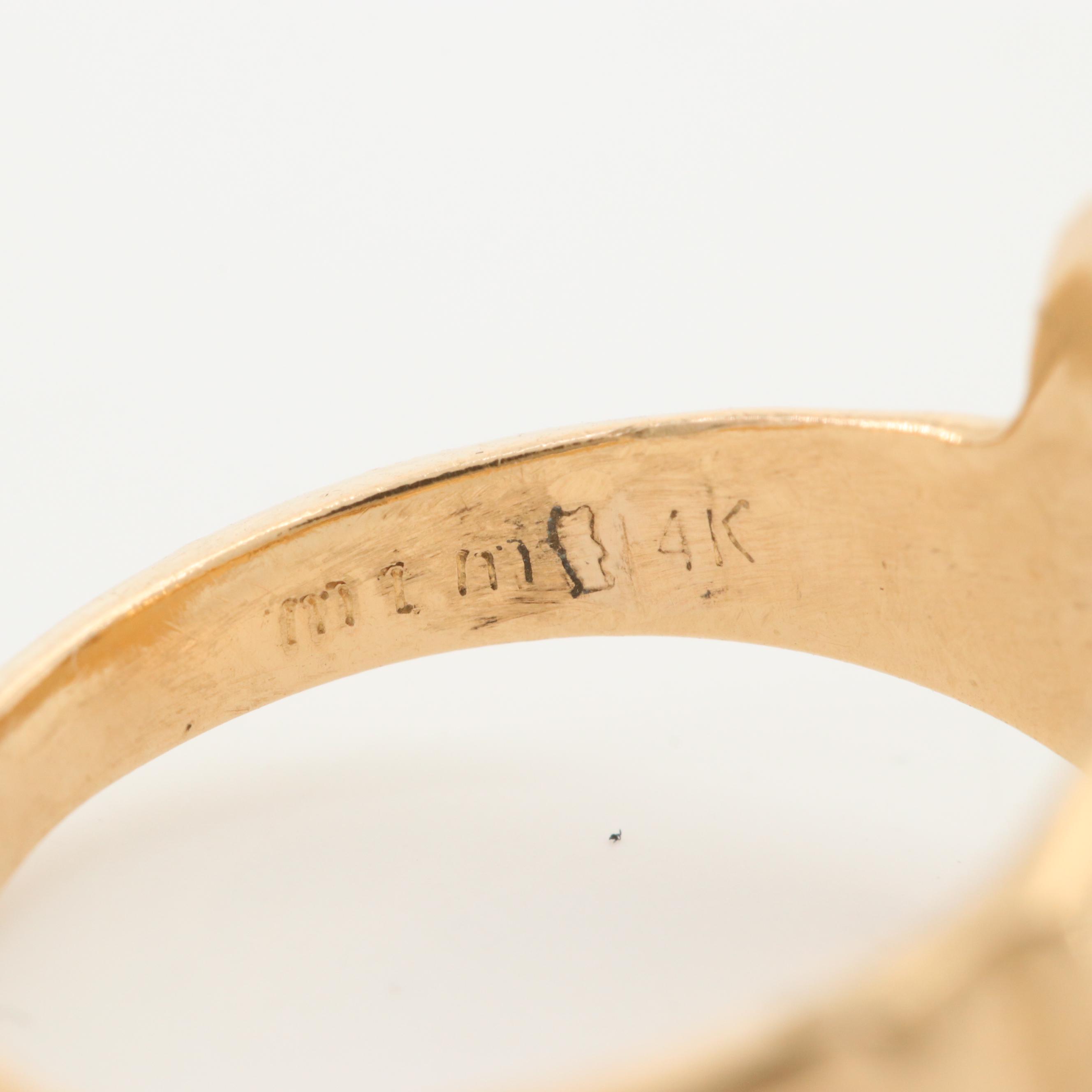 Vintage 14K Yellow Gold Mickey Mouse Signet Ring