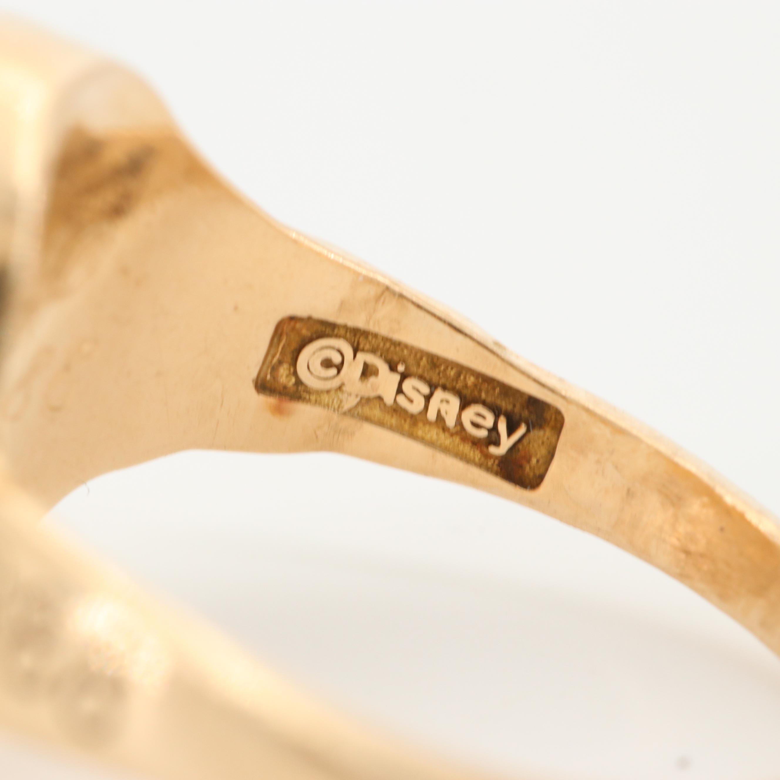 Vintage 14K Yellow Gold Mickey Mouse Signet Ring