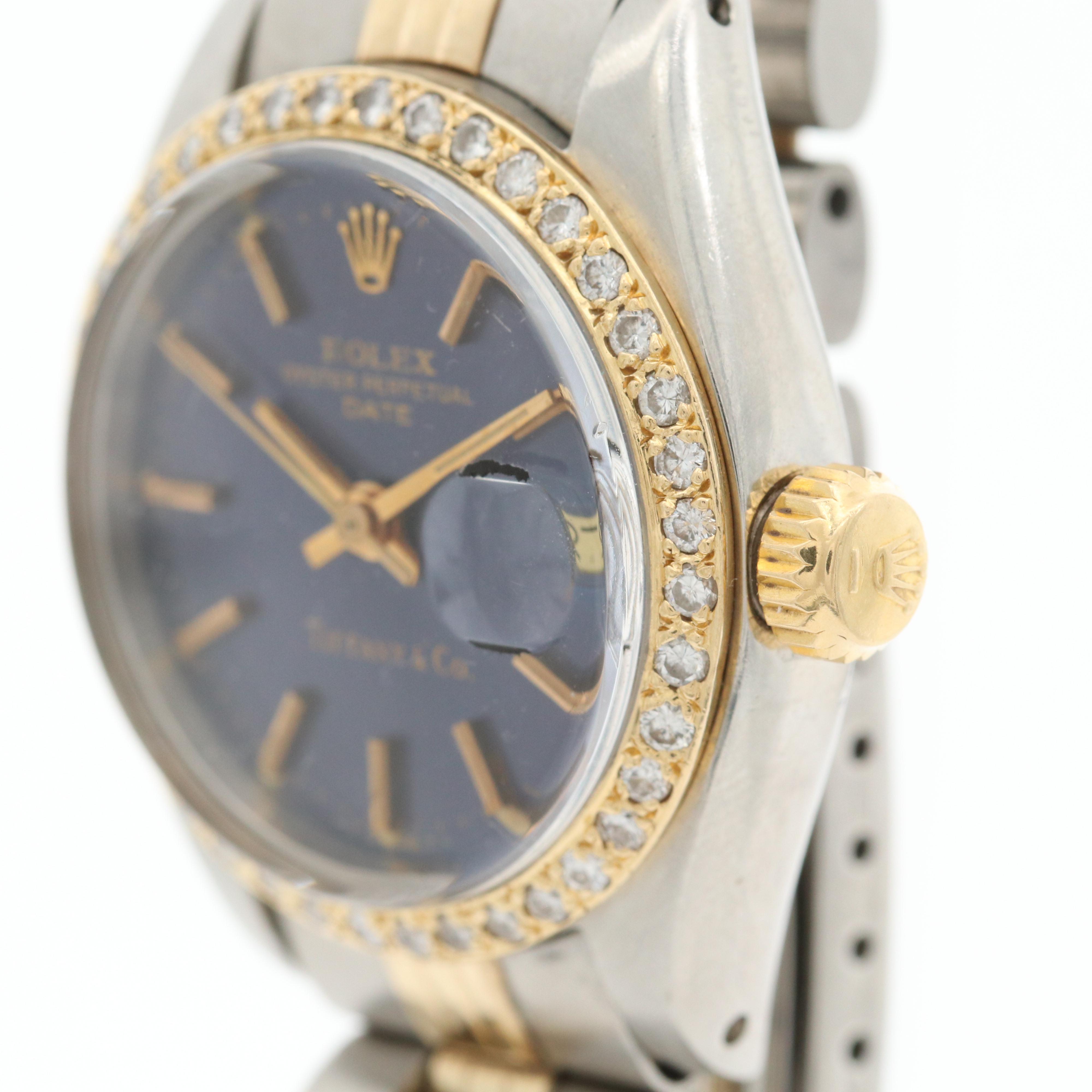 Rolex Date For Tiffany & Co. Two Tone Watch With Diamonds, 1979