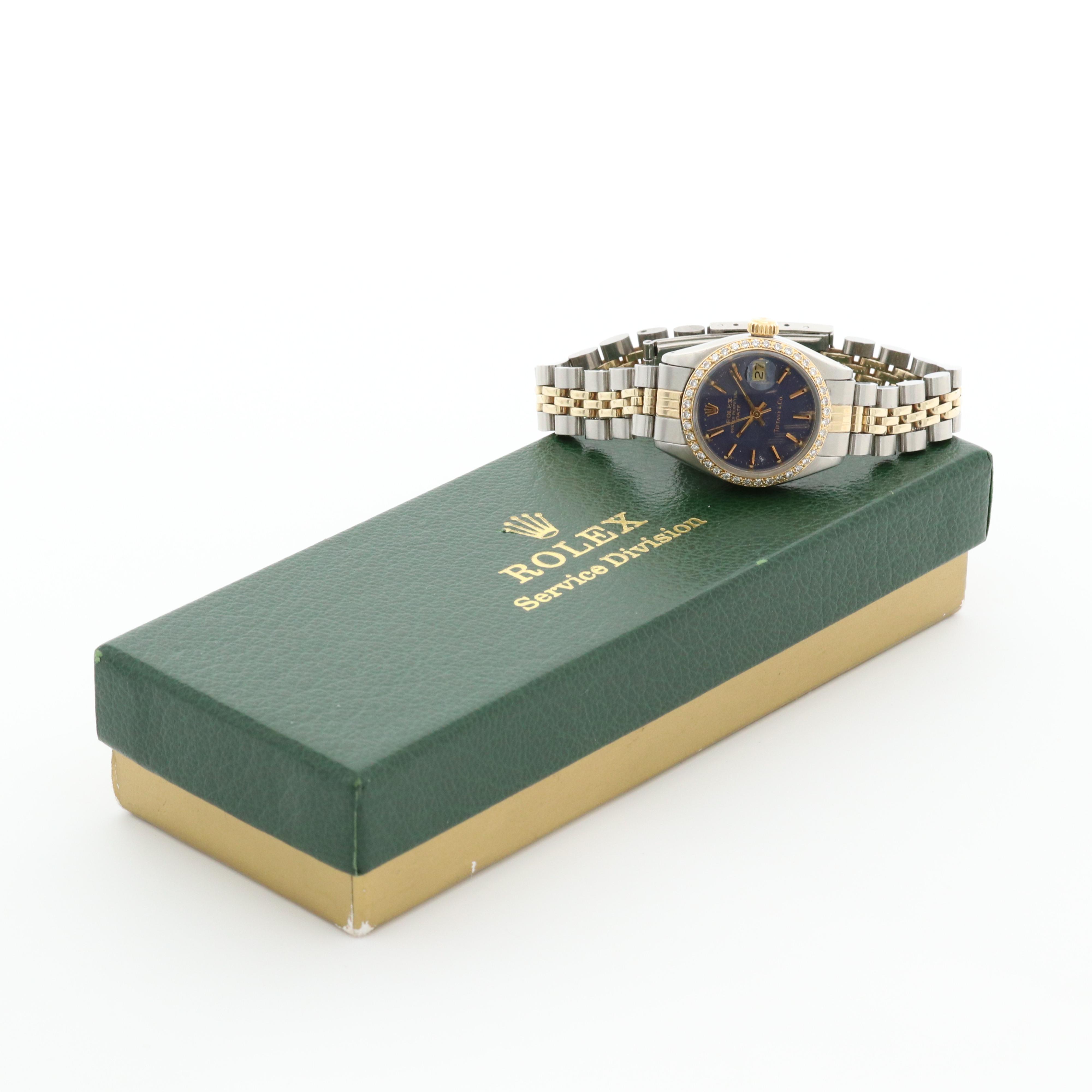 Rolex Date For Tiffany & Co. Two Tone Watch With Diamonds, 1979