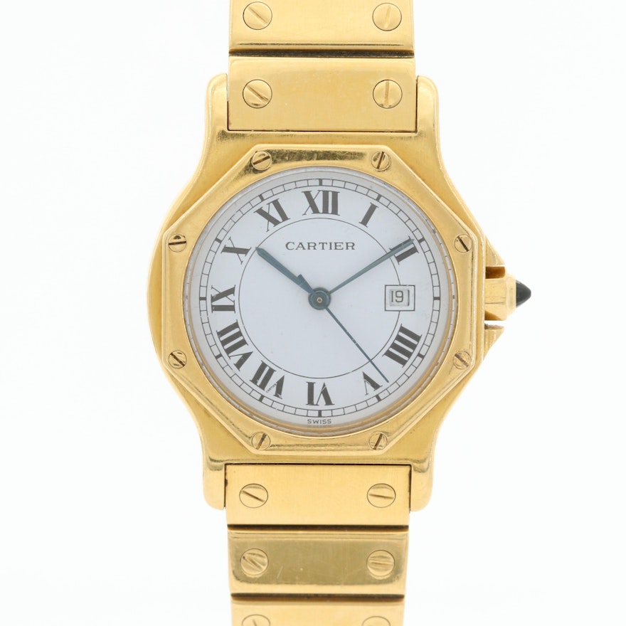 Cartier Santos Octagon 18K Yellow Gold Automatic Wristwatch