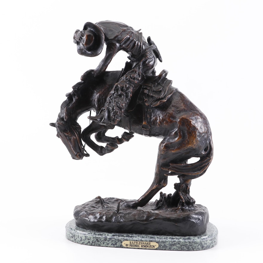 Reproduction Bronze Sculpture after Frederick Remington "Rattlesnake"