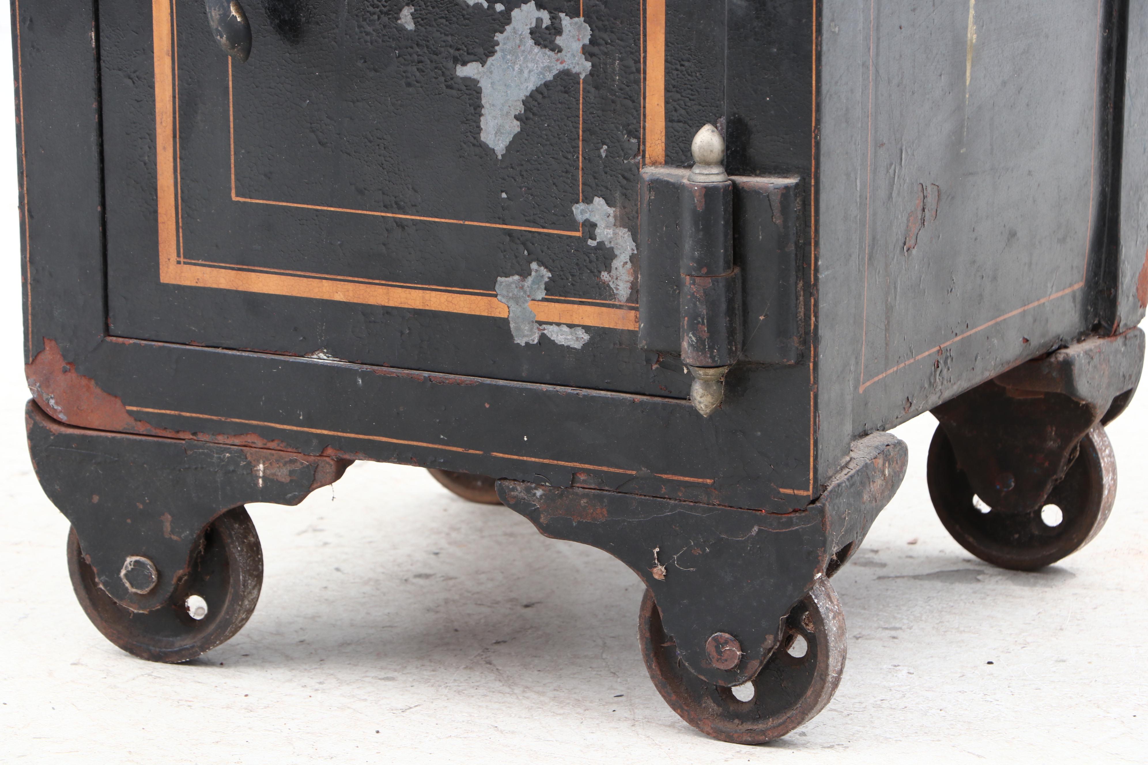 Antique Safe on Wheels with Combination Lock, Early to Mid 20th Century