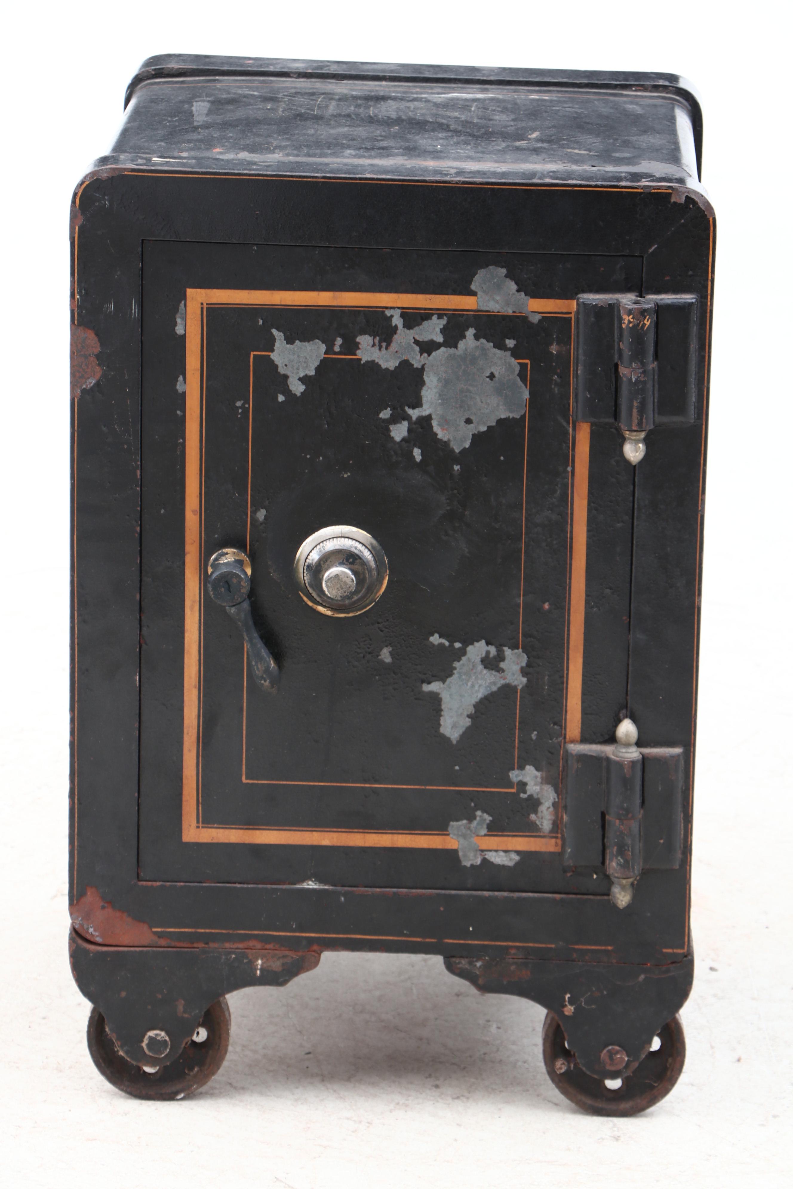 Antique Safe on Wheels with Combination Lock, Early to Mid 20th Century