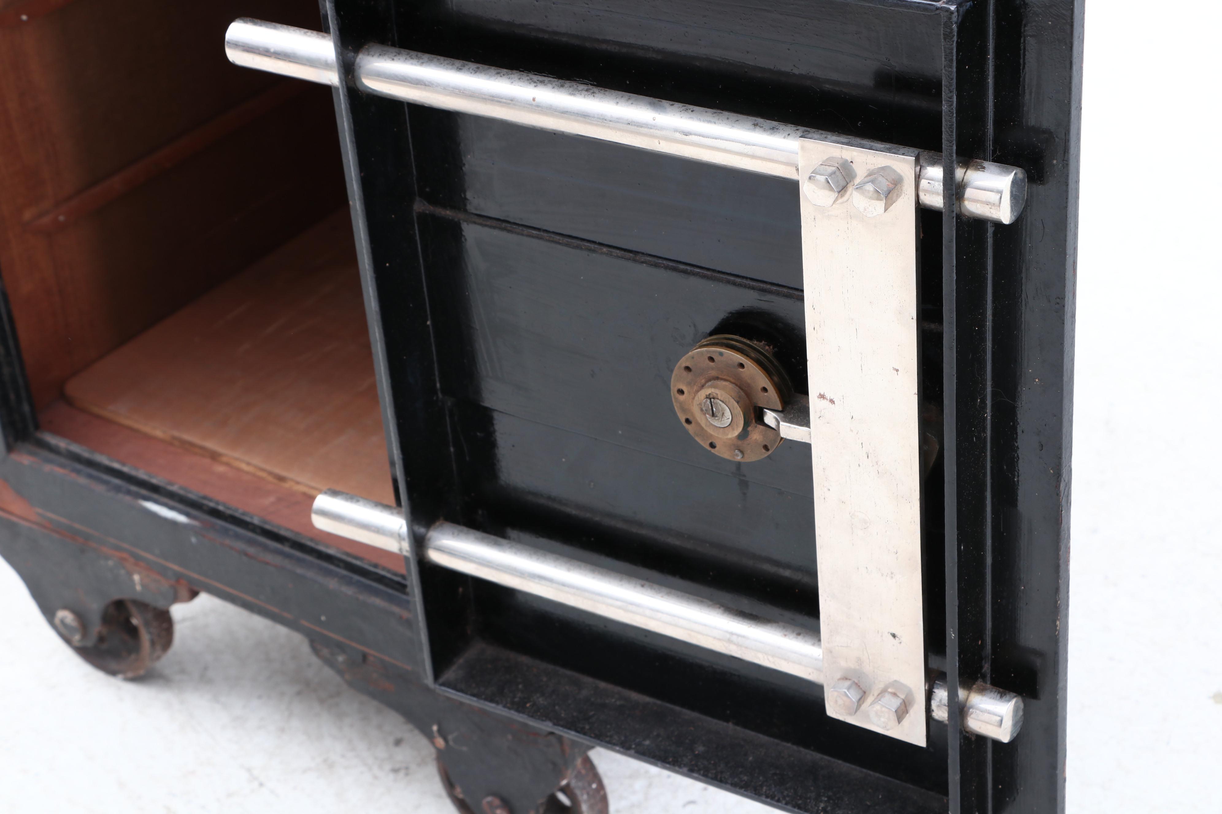 Antique Safe on Wheels with Combination Lock, Early to Mid 20th Century