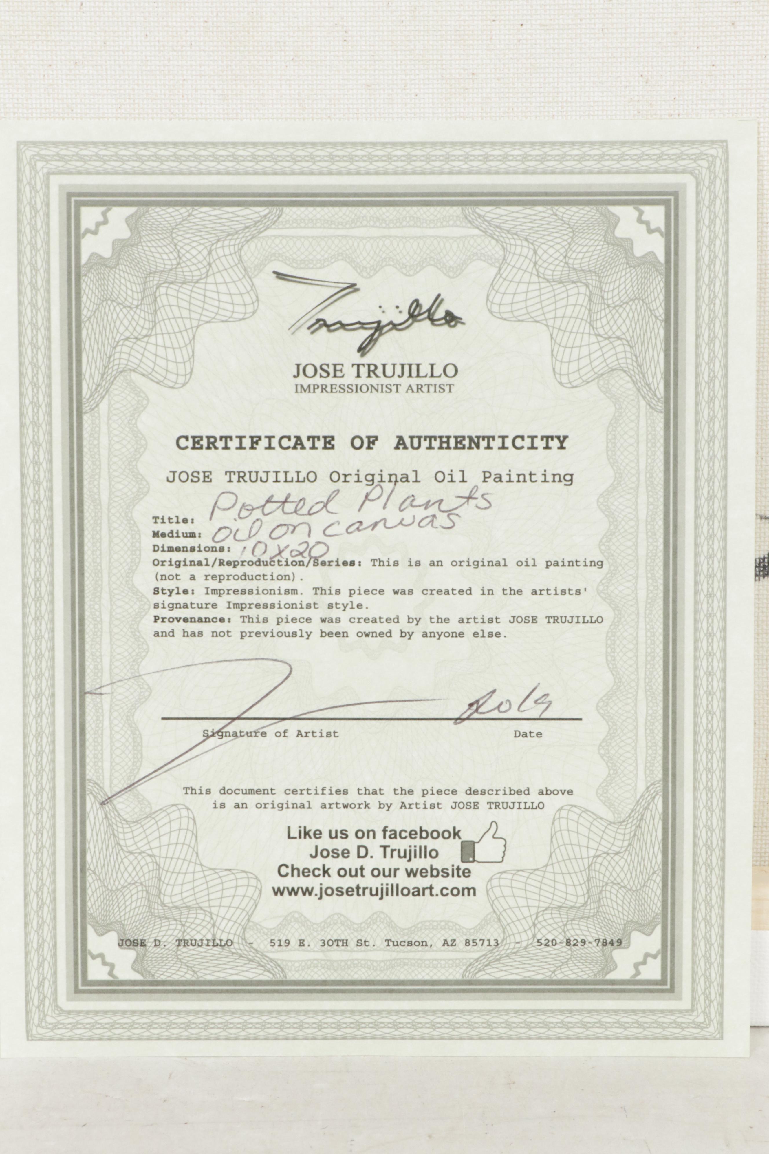 Jose Trujillo Oil Painting "Potted Plants"