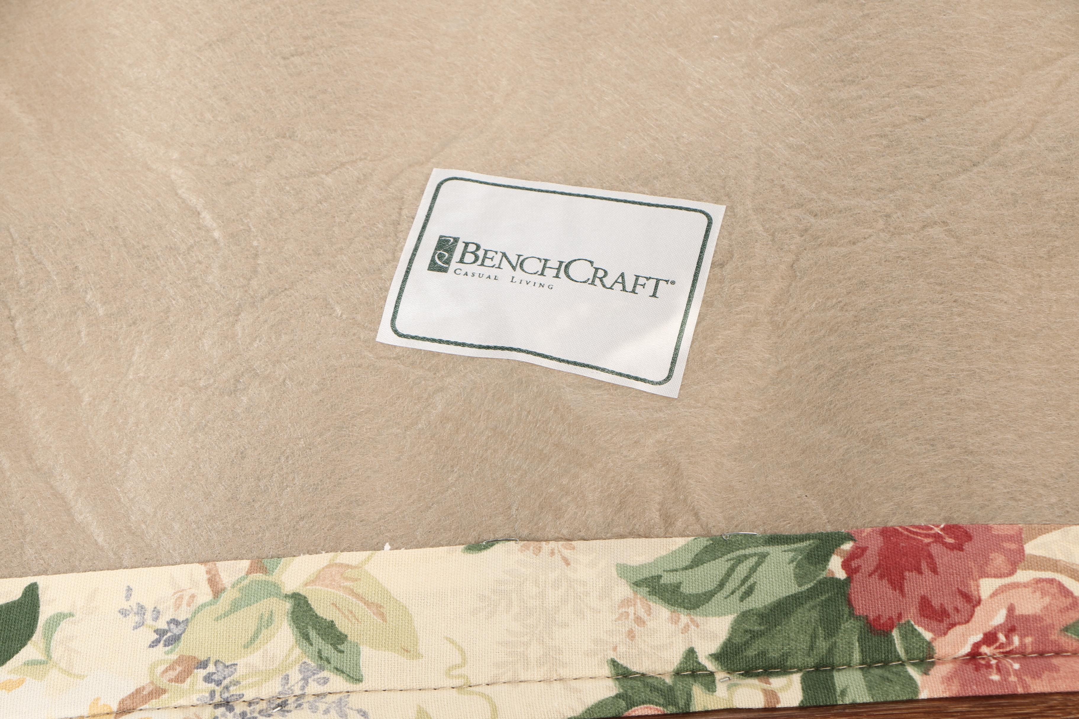 Benchcraft Furniture, Brown Rattan and Floral-Upholstered Armchair and Ottoman