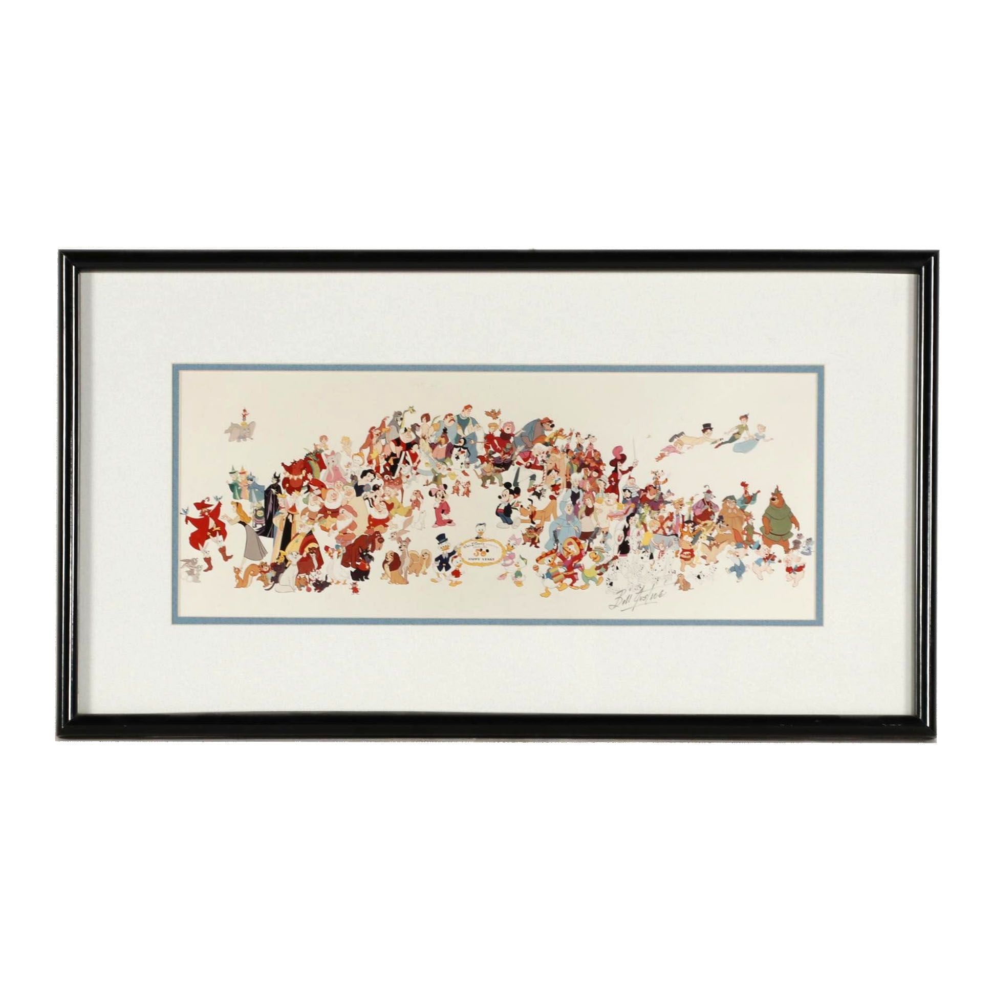 Bill Justice Signed Disney Offset Lithograph "50 Happy Years"